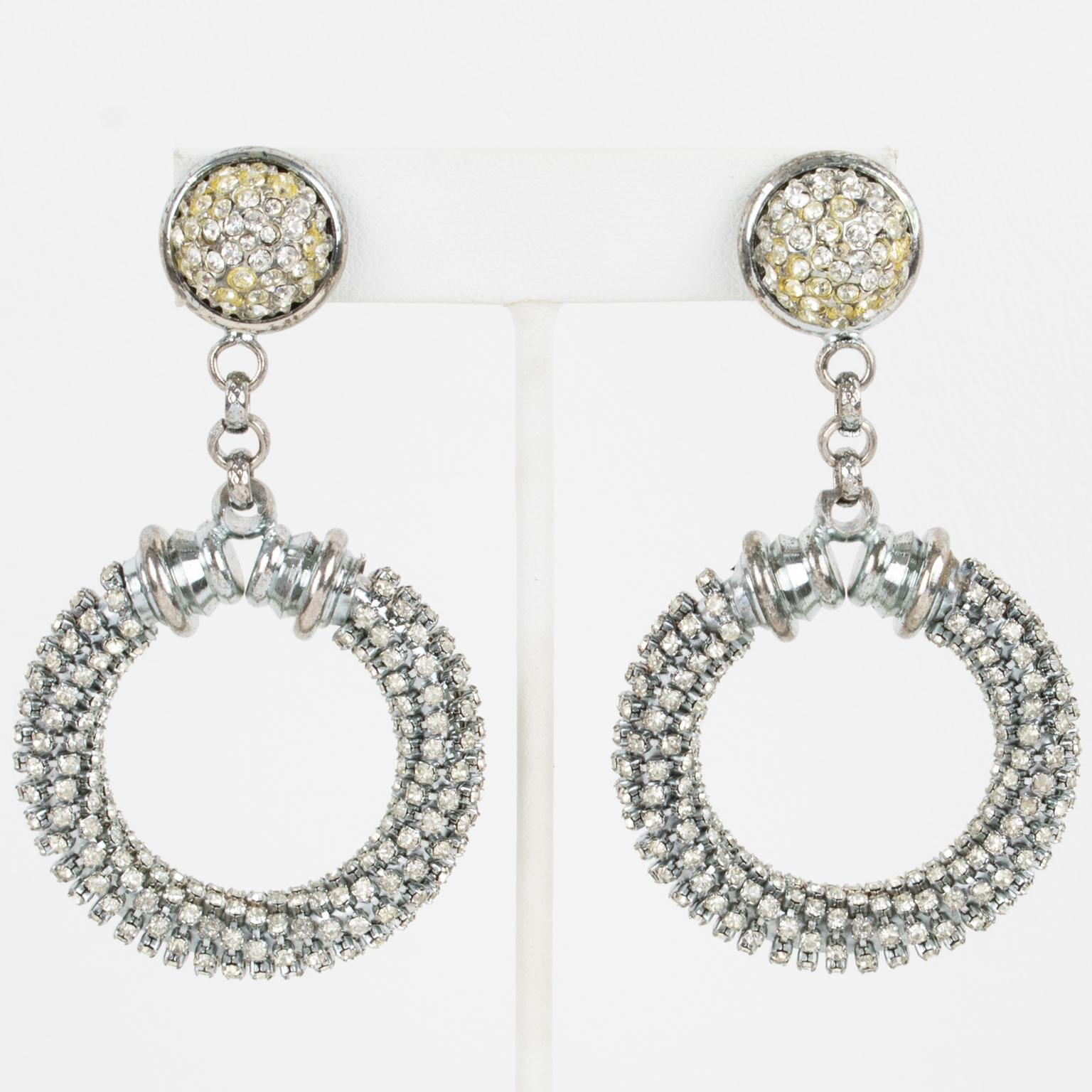 Gianfranco Ferre Crystal Jeweled Earrings For Sale 1