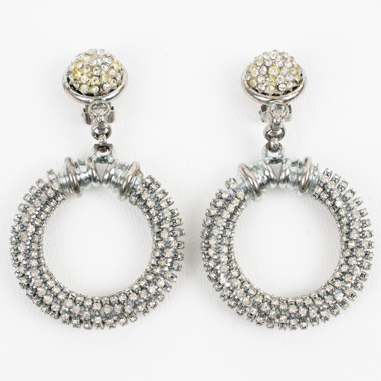 Gianfranco Ferre Crystal Jeweled Earrings For Sale 2