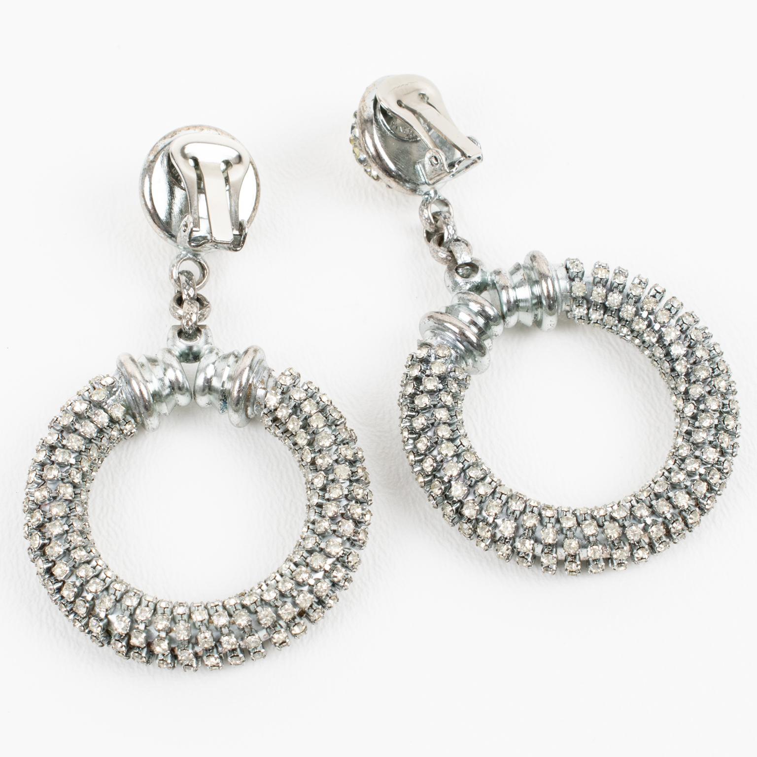Gianfranco Ferre Crystal Jeweled Earrings For Sale 3