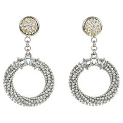 Vintage Gianfranco Ferre Crystal Jeweled Dangle Clip Earrings