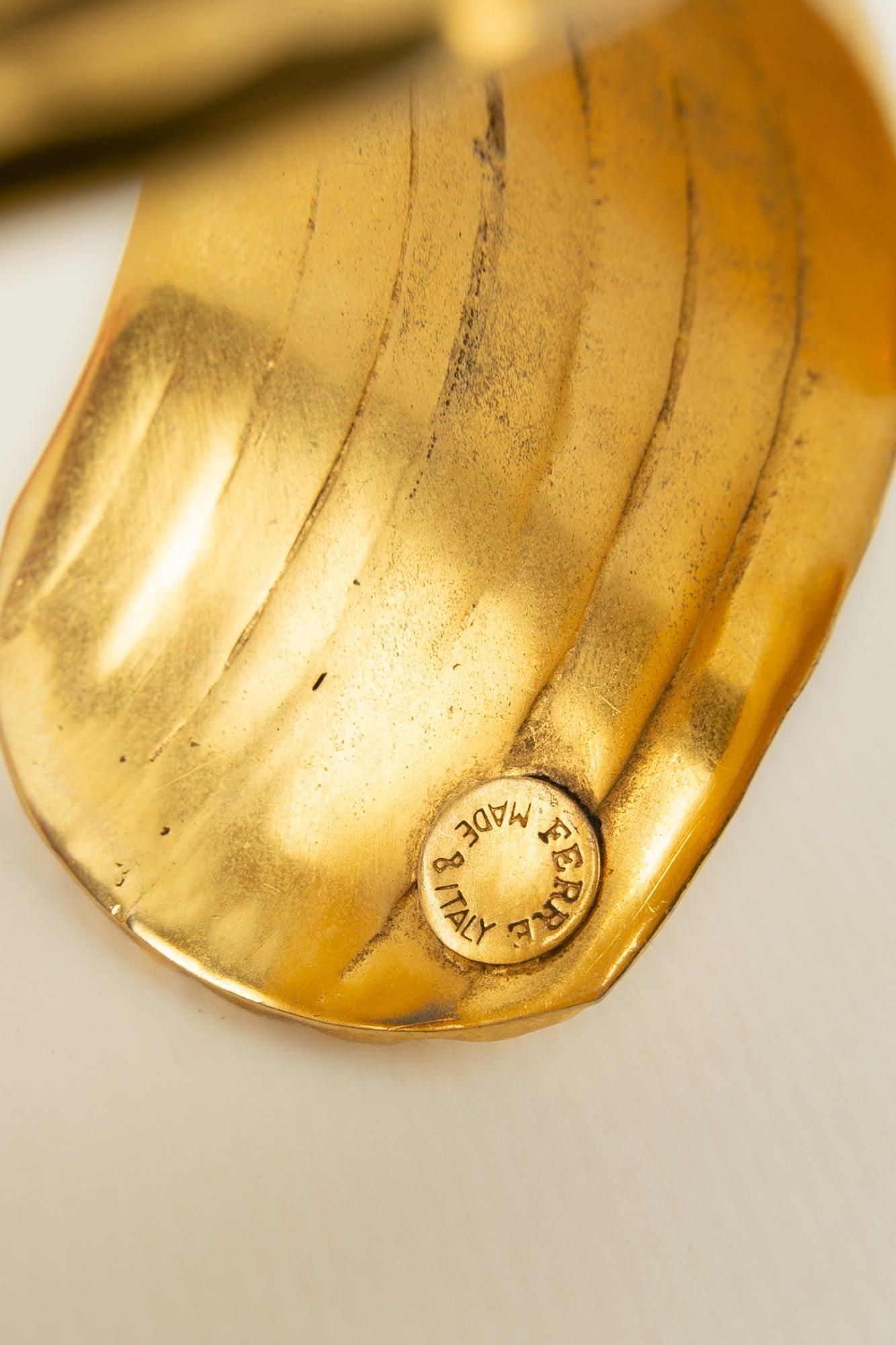Gianfranco Ferré - Bracelet manchette en métal doré en vente 3