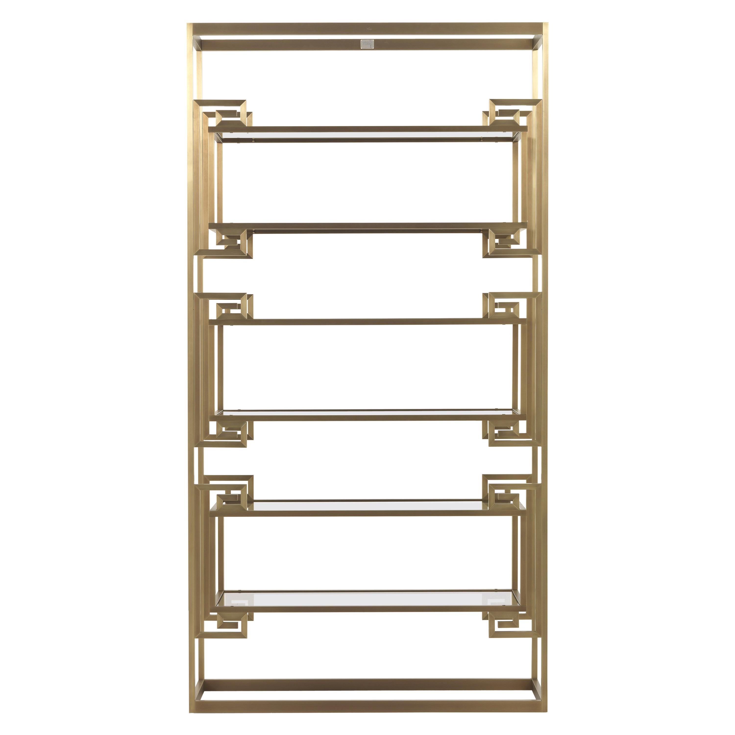 A Geometric Brass and Glass Bookcase by Romeo Rega at 1stDibs