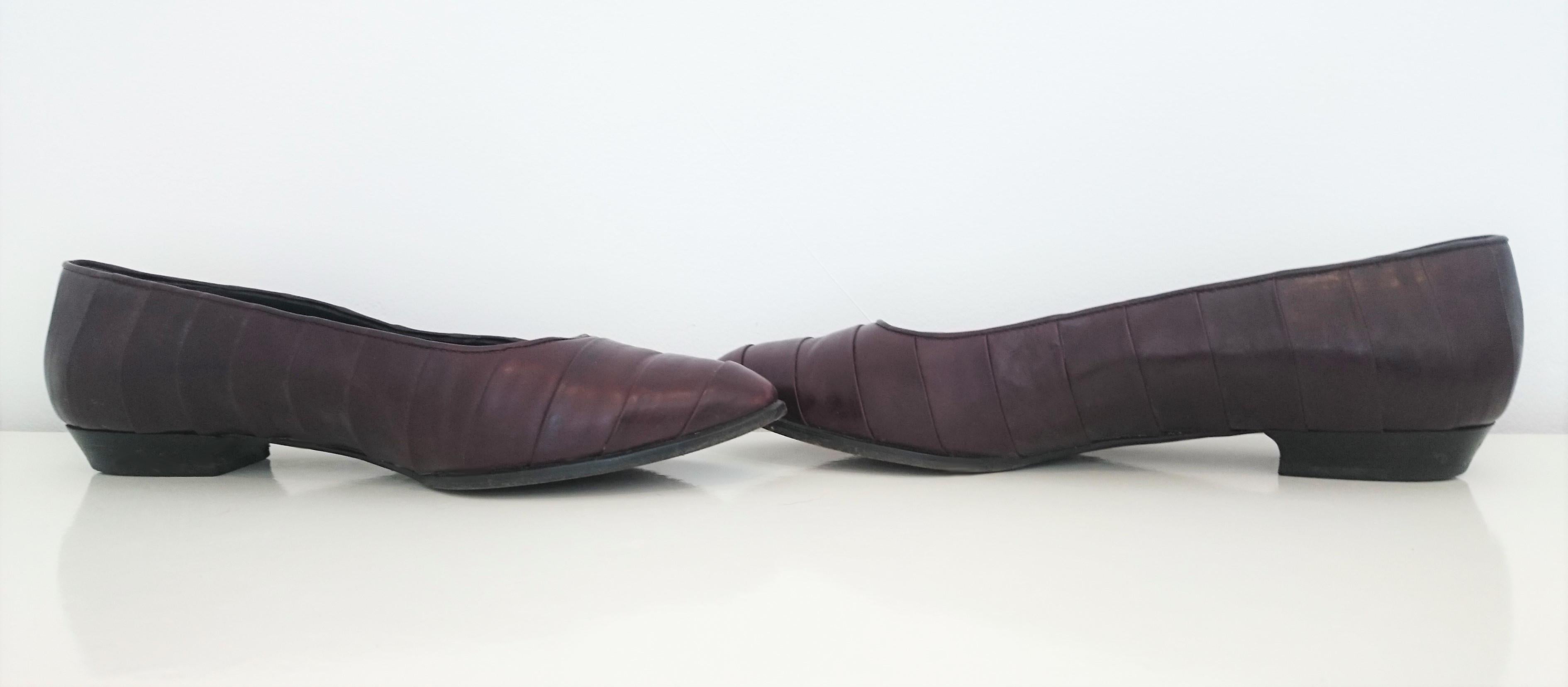 Gianfranco Ferré Dark Brown Leather Ballet Flats. Size 39.5 In Excellent Condition For Sale In Somo (Santander), ES