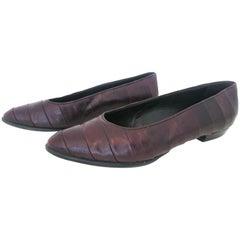 Gianfranco Ferré Dark Brown Leather Ballet Flats. Size 39.5