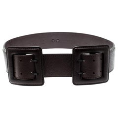 Gianfranco Ferre Dark Brown Leather Double Buckle Waist Belt 90CM