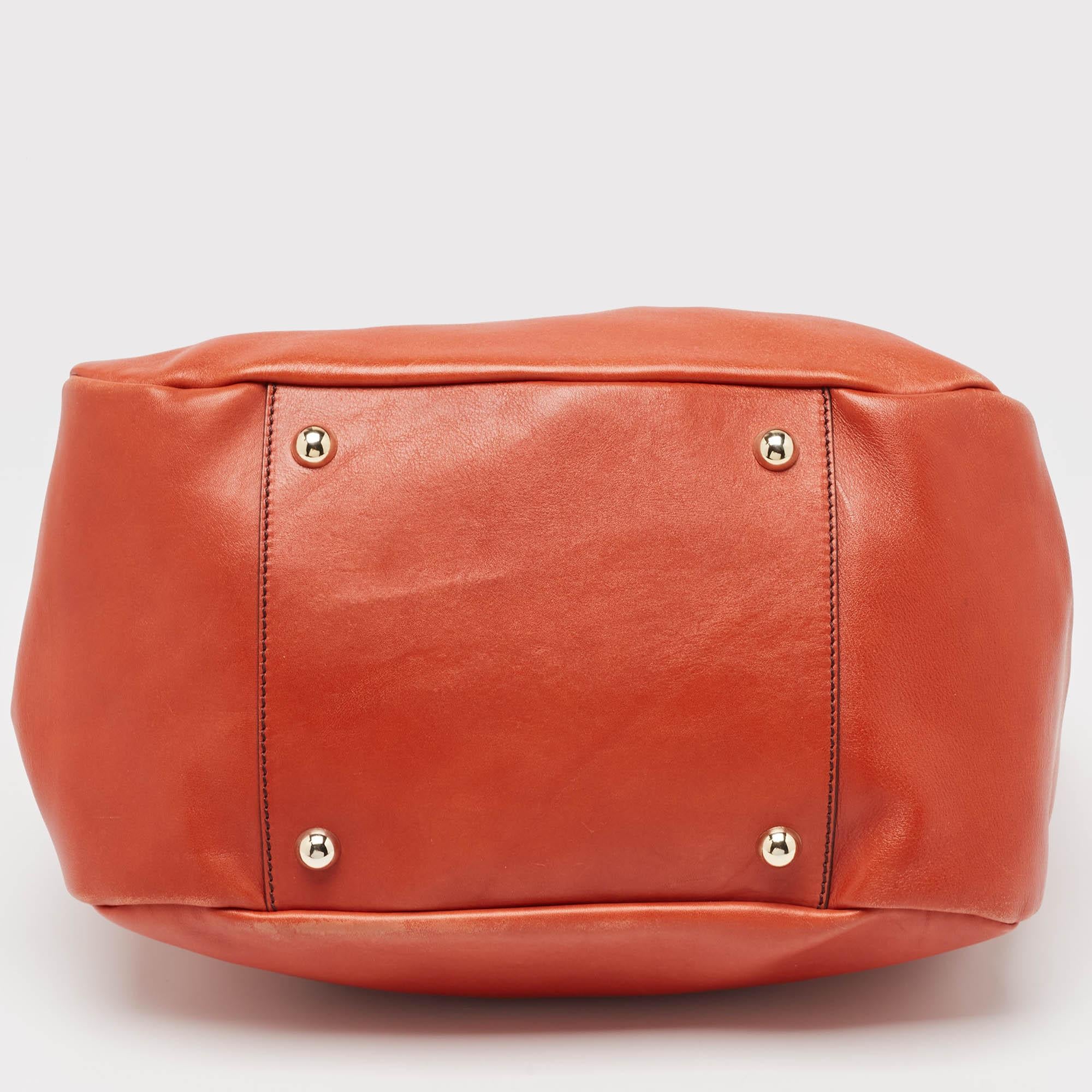 Gianfranco Ferre Dark Orange Leather Hobo For Sale 3