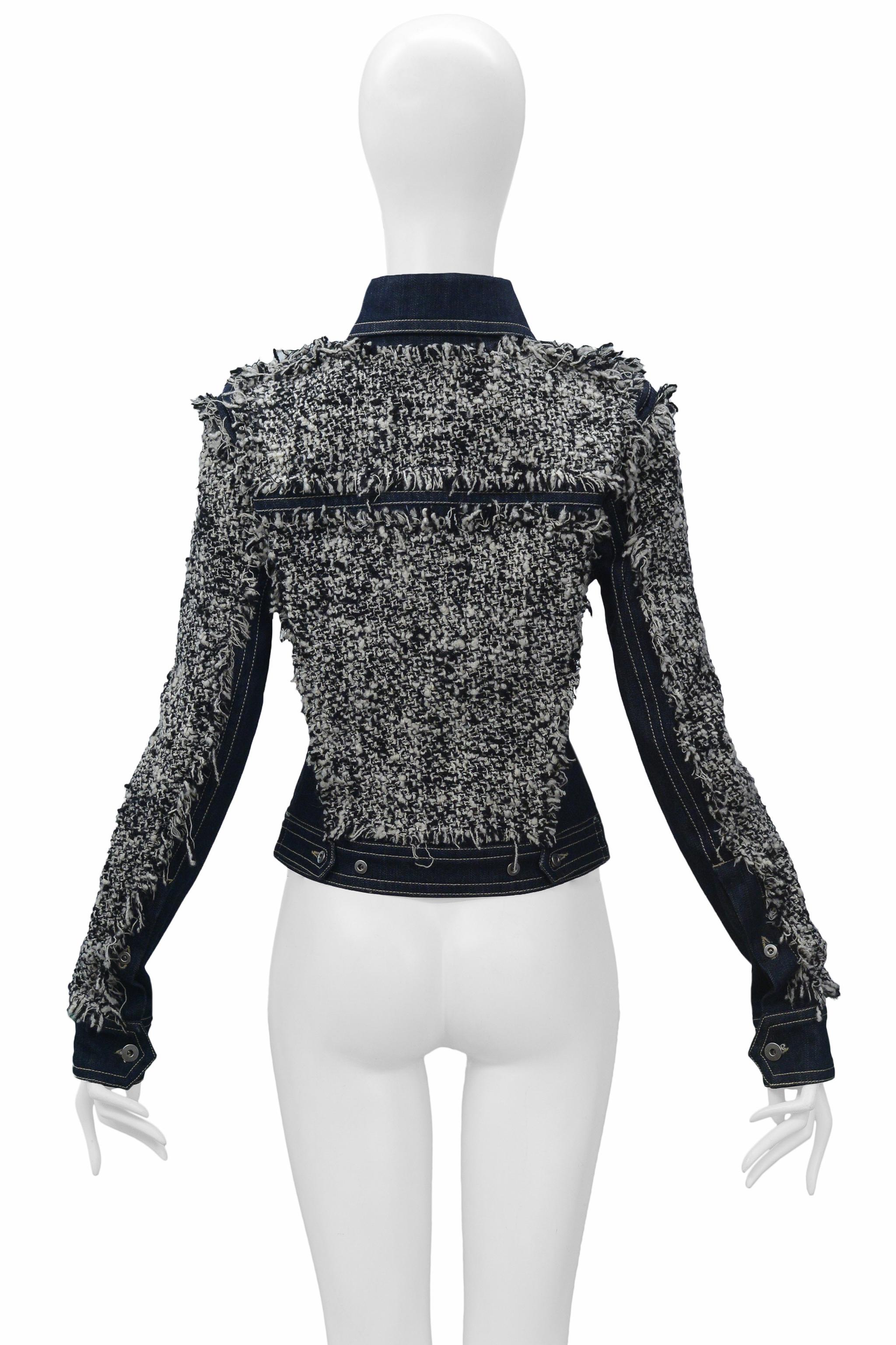 Black Gianfranco Ferre Denim & Boucle Jacket For Sale