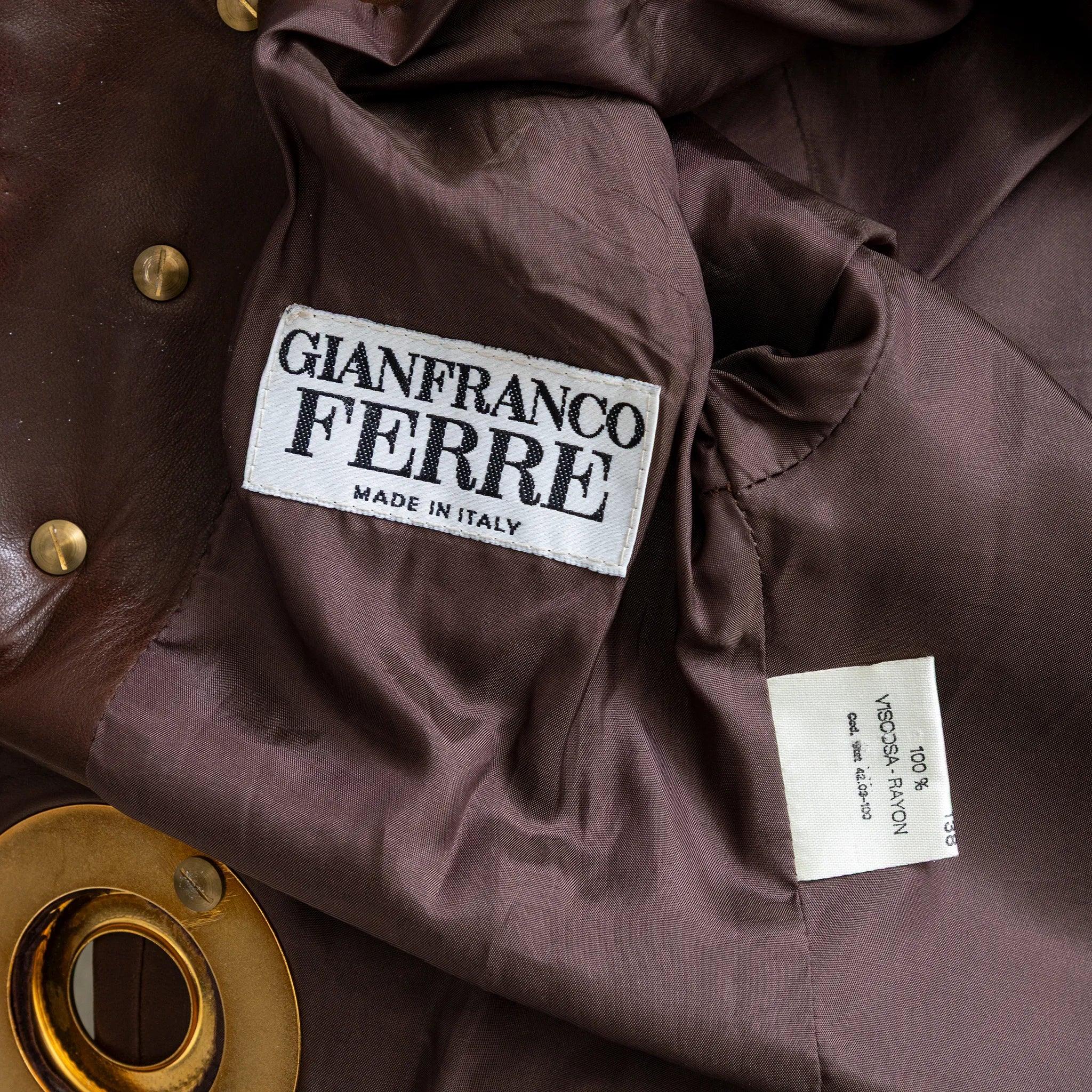 Gianfranco Ferré Verschönerte Lederjacke - 90er Jahre im Angebot 5