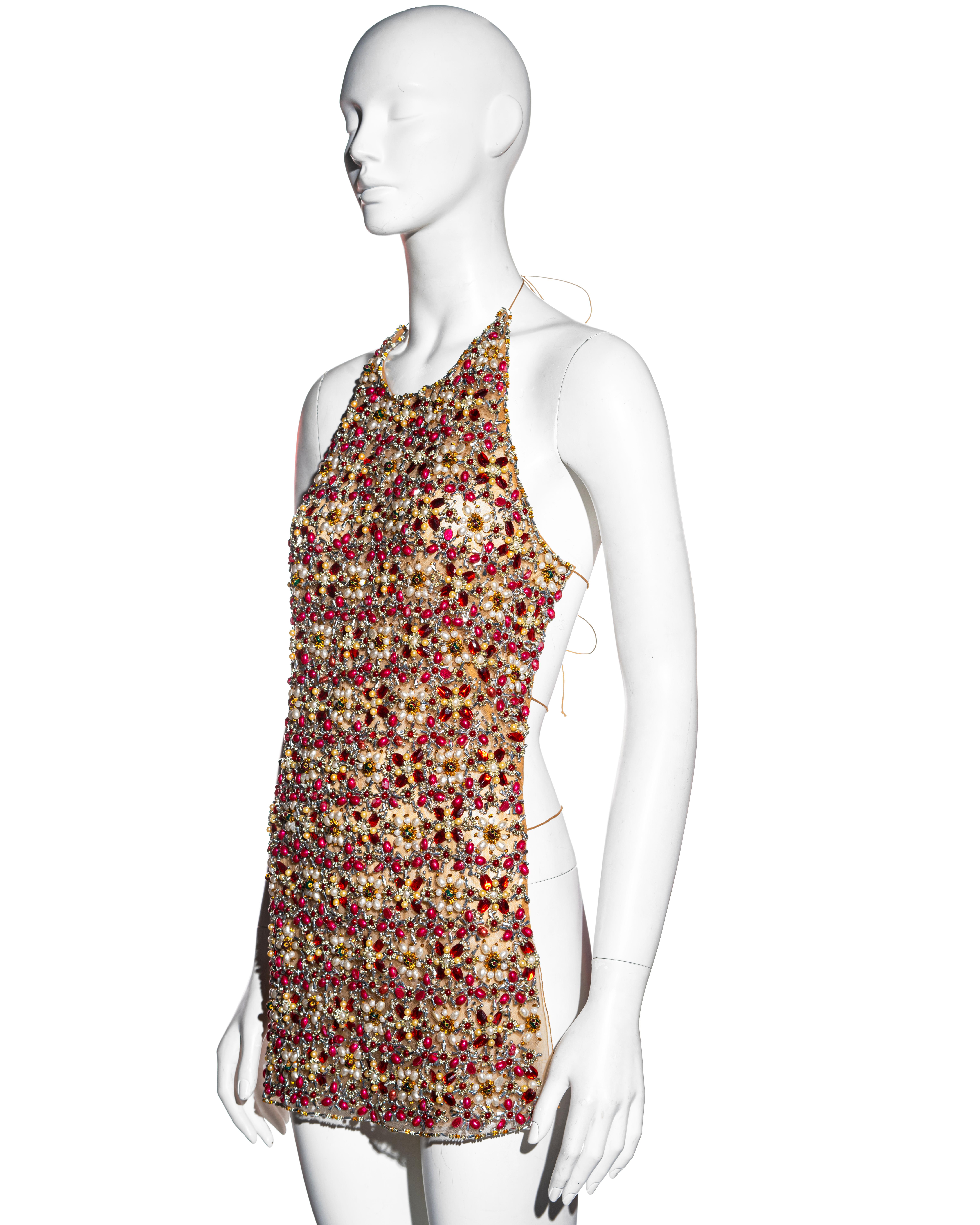Gianfranco Ferre embellished silk backless evening top, ss 2006 In Good Condition For Sale In London, GB