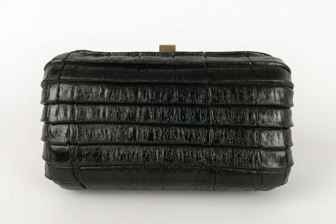 Black Gianfranco Ferré Evening Leather Bag Clutch For Sale