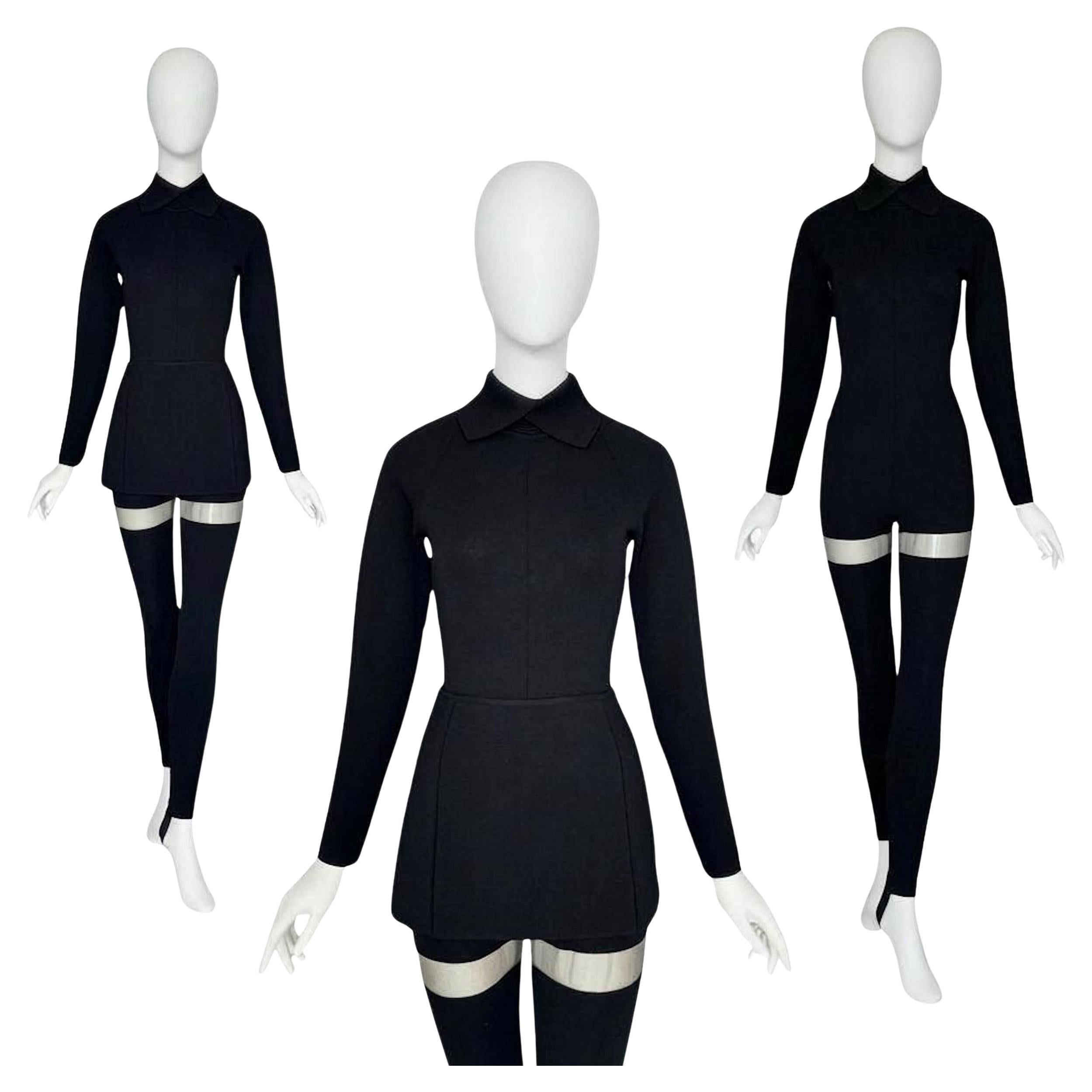 Gianfranco Ferré Herbst/Winter 1994 Laufsteg Schwarzer Jersey-Jumpsuit und passender Rock im Angebot