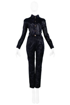 Gianfranco Ferre Faux Fur Velvet And Double Knit Pant Suit Ensemble