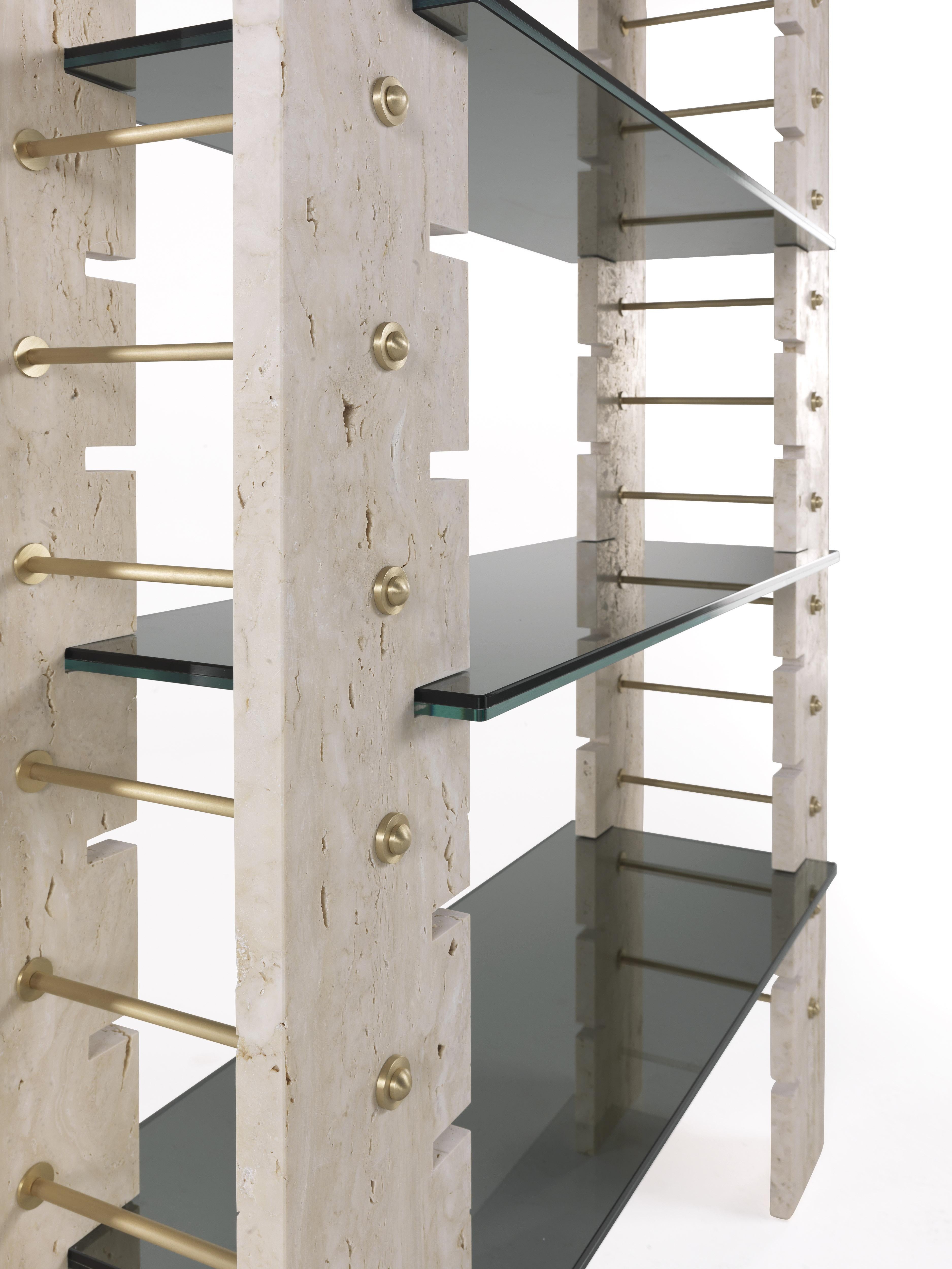 Modern 21st Century Fitzroy Bookcase in Travertino Marble by Gianfranco Ferré Home For Sale