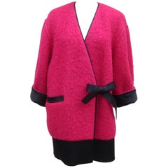 Retro Gianfranco Ferre for Baila Hot Pink Mohair Kimono Style Coat