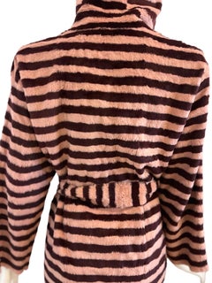 Gianfranco Ferre Fourrures Pink Burgundy Stripe Fur Coat