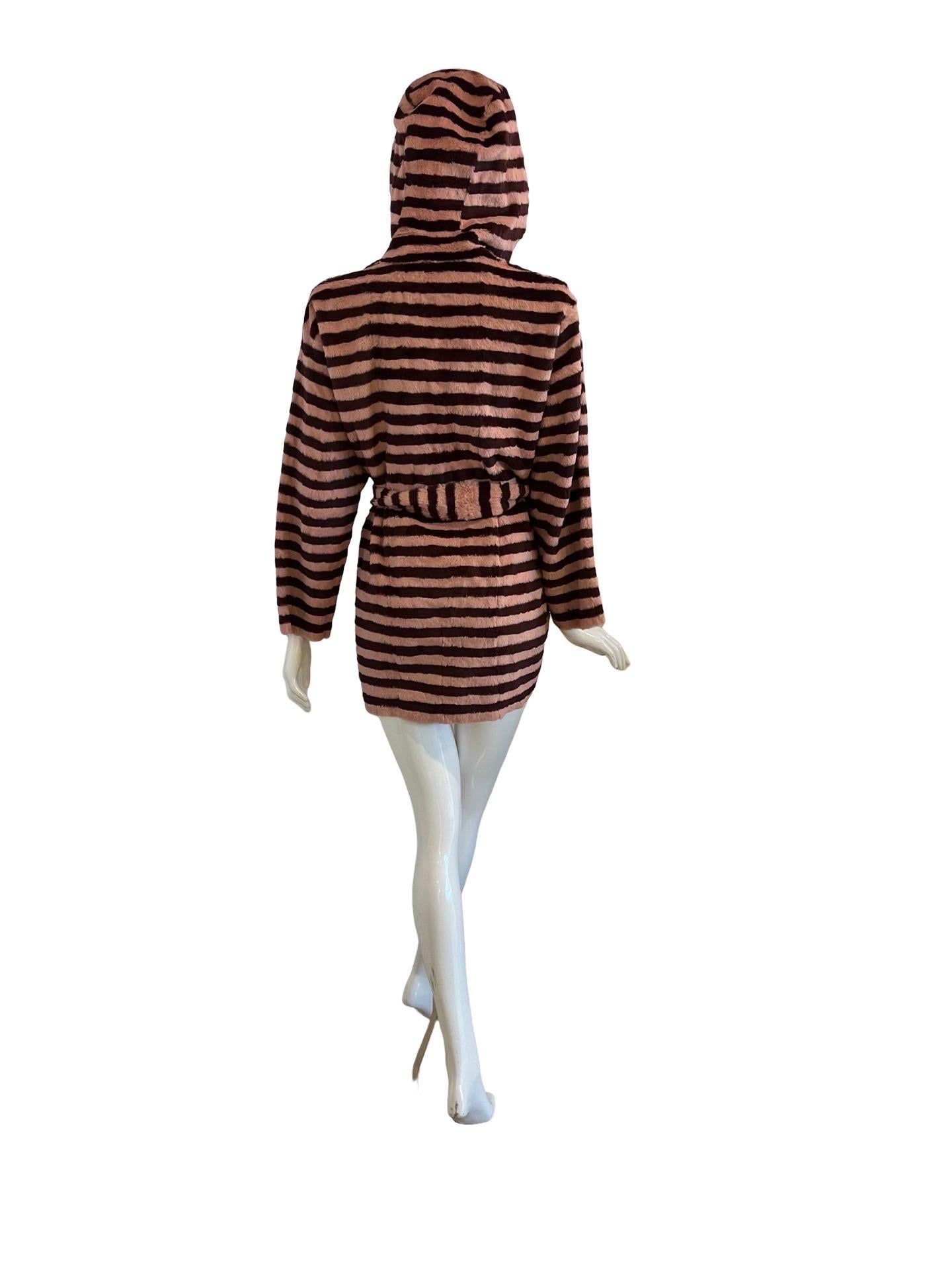 Red Gianfranco Ferre Fourrures Pink Burgundy Stripe Fur Coat For Sale