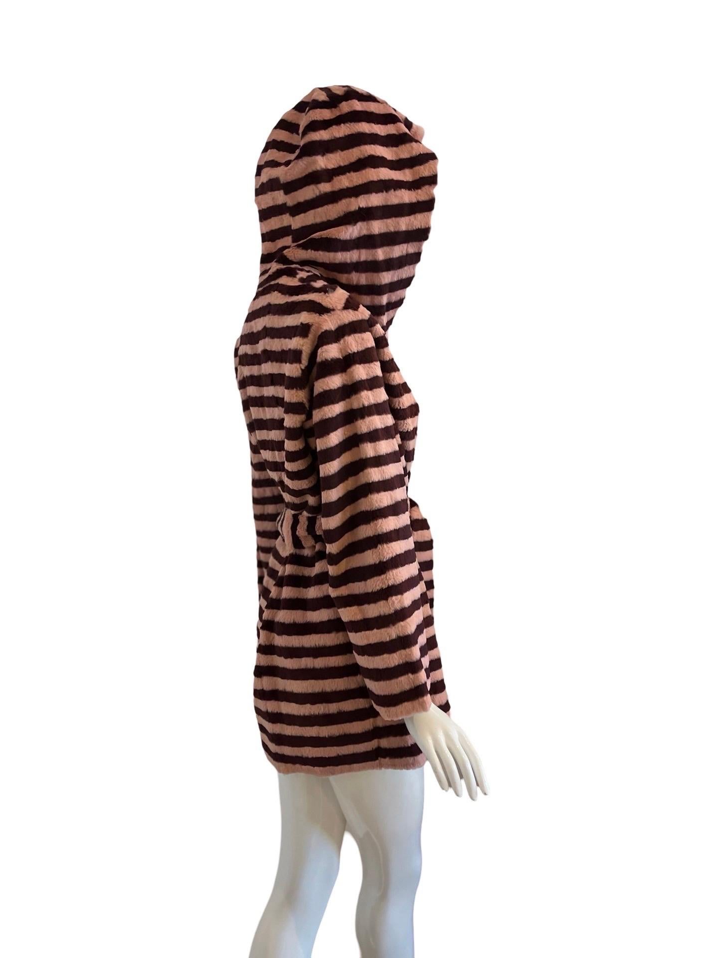 Gianfranco Ferre Fourrures Pink Burgundy Stripe Fur Coat For Sale 1