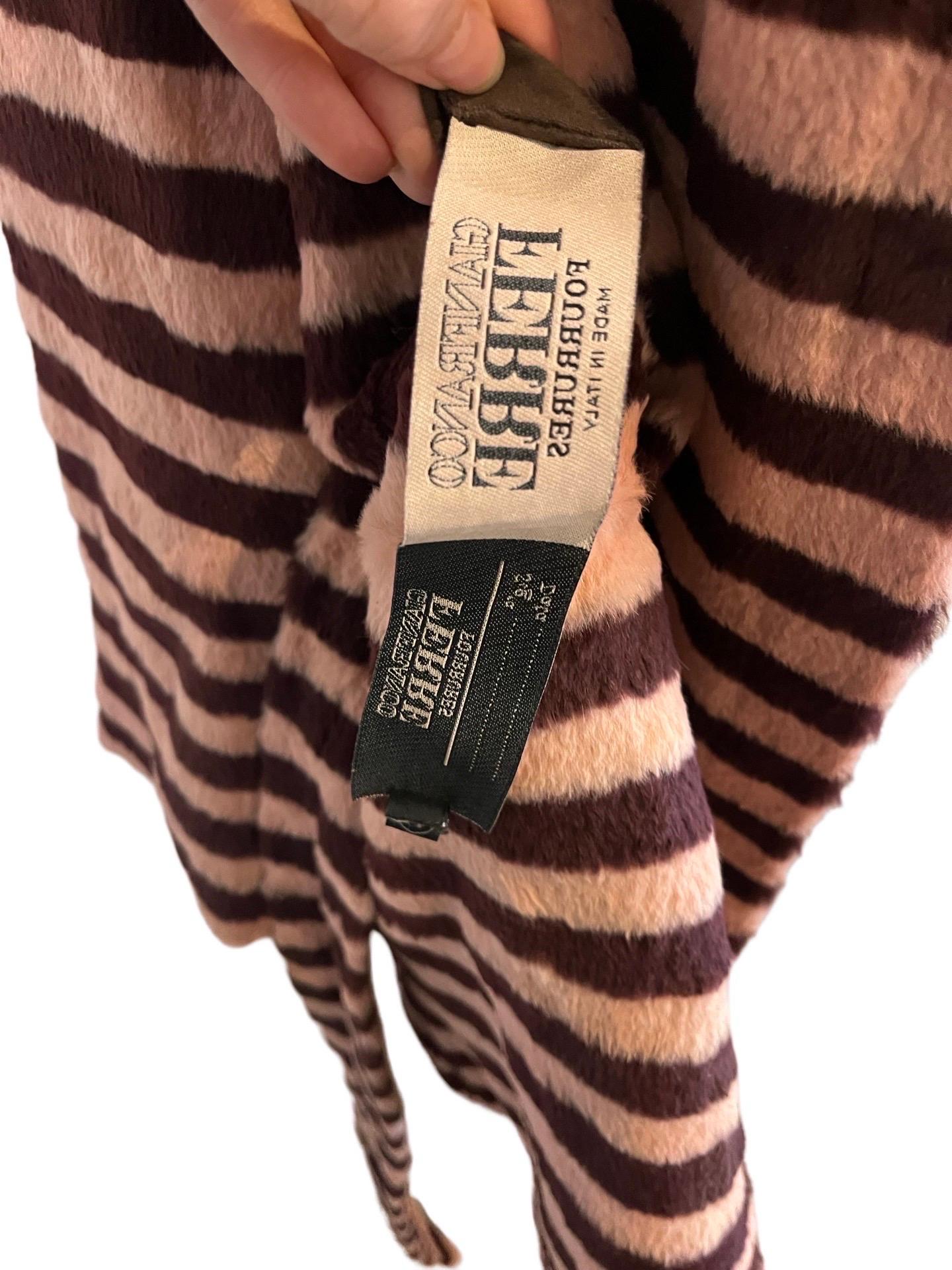 Gianfranco Ferre Fourrures Pink Burgundy Stripe Fur Coat For Sale 4
