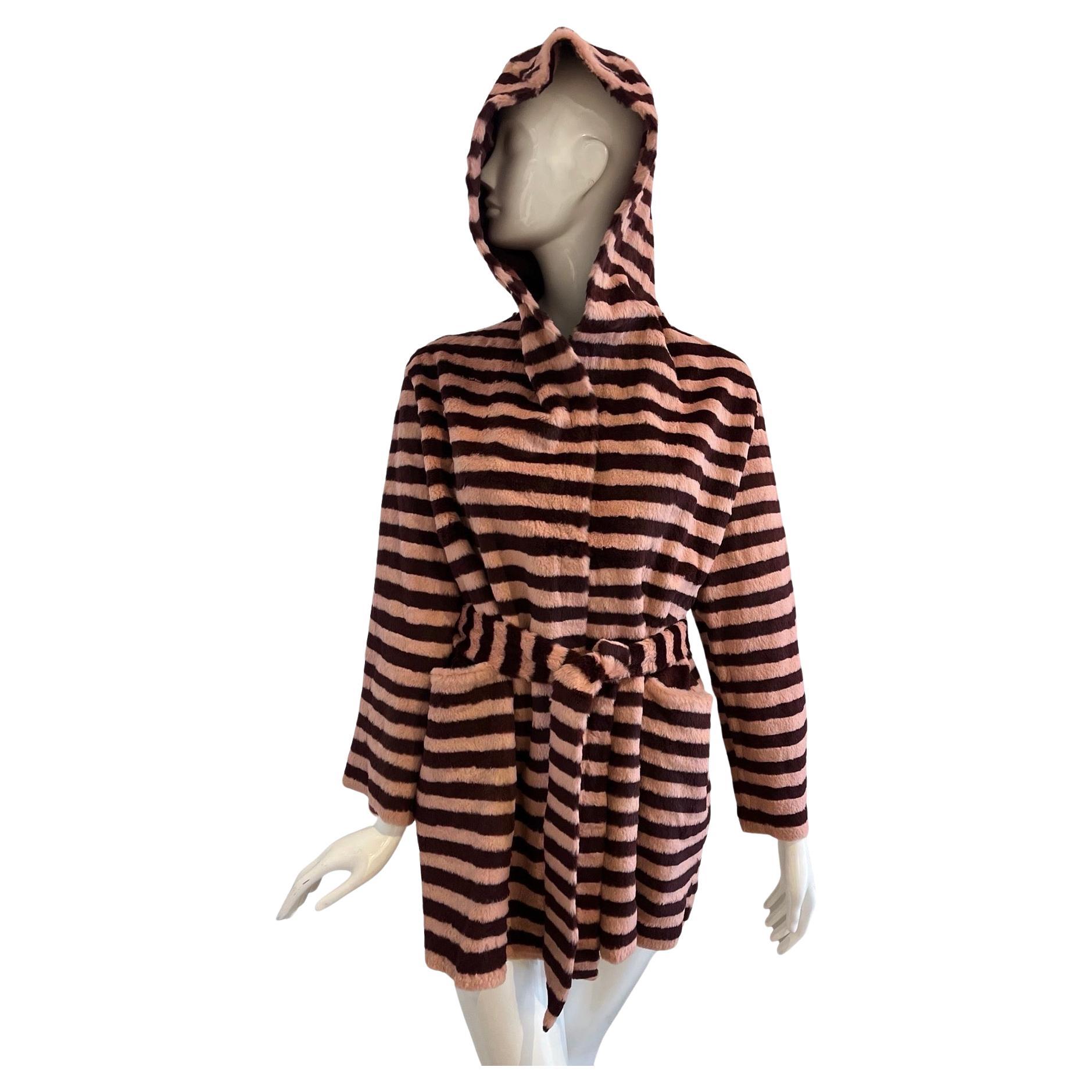 Gianfranco Ferre Fourrures Pink Burgundy Stripe Fur Coat For Sale