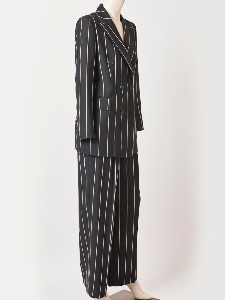 Gianfranco Ferre, double breasted, black and grey stripe, wool 