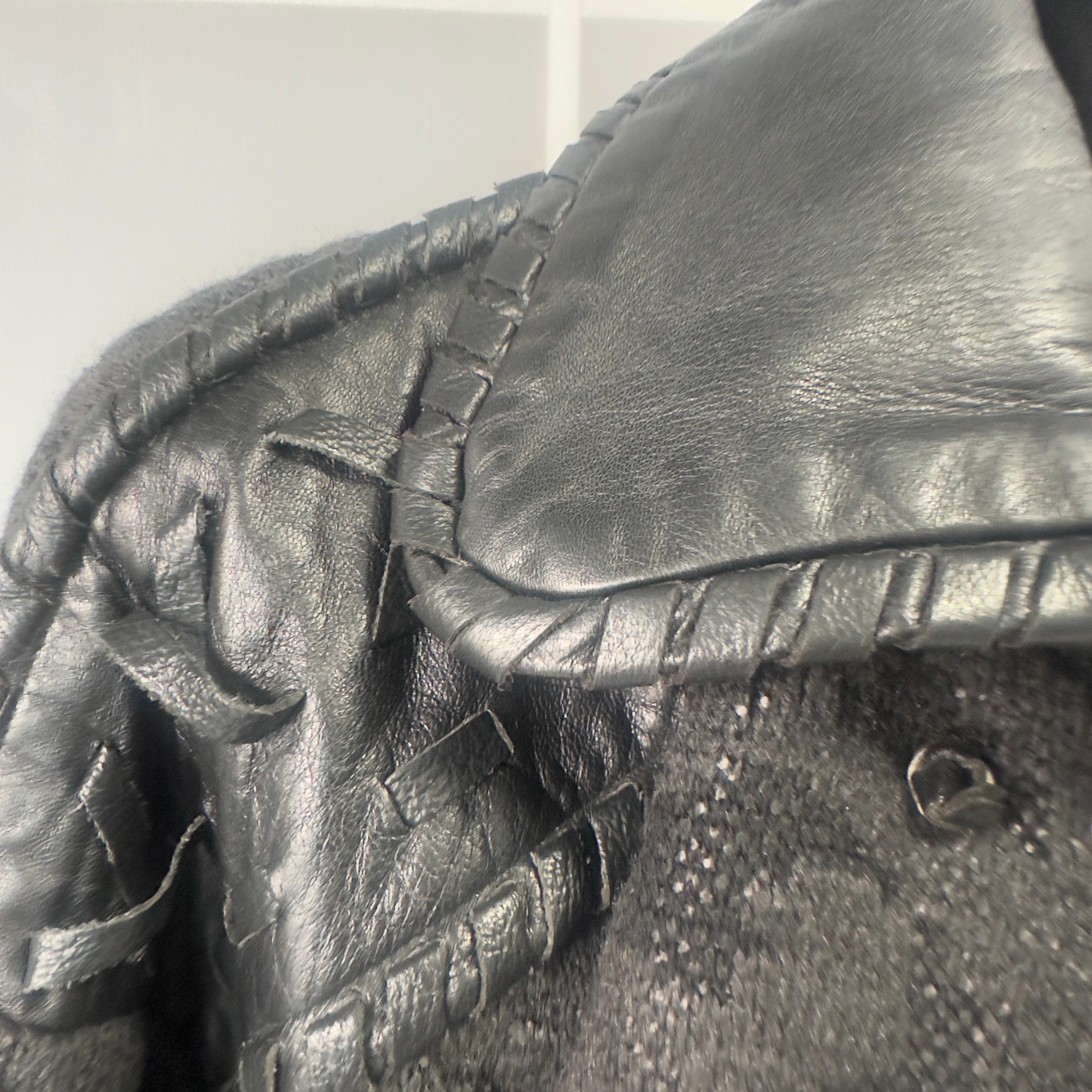 Gianfranco Ferré Vintage Jacket in Black Jacquard Fabric with Leather Inserts For Sale 14
