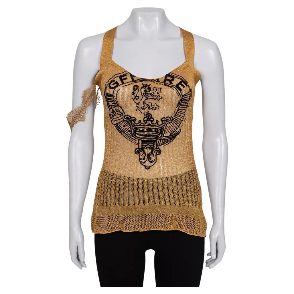 Canotta con logo in rilievo in oro di Gianfranco Ferré - Taglia M. in vendita