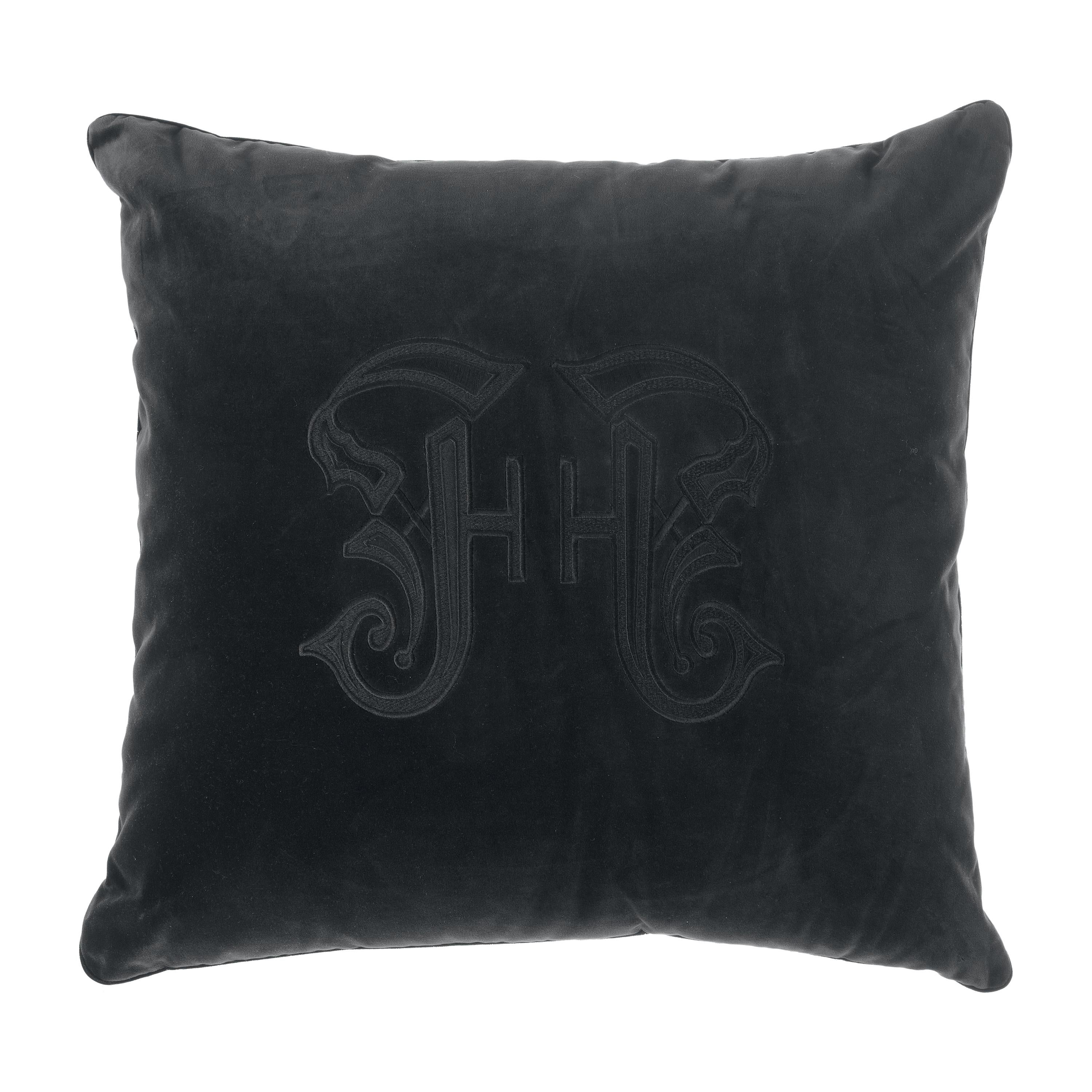21st Century Gothic Black Cushion in Velvet by Gianfranco Ferré Home