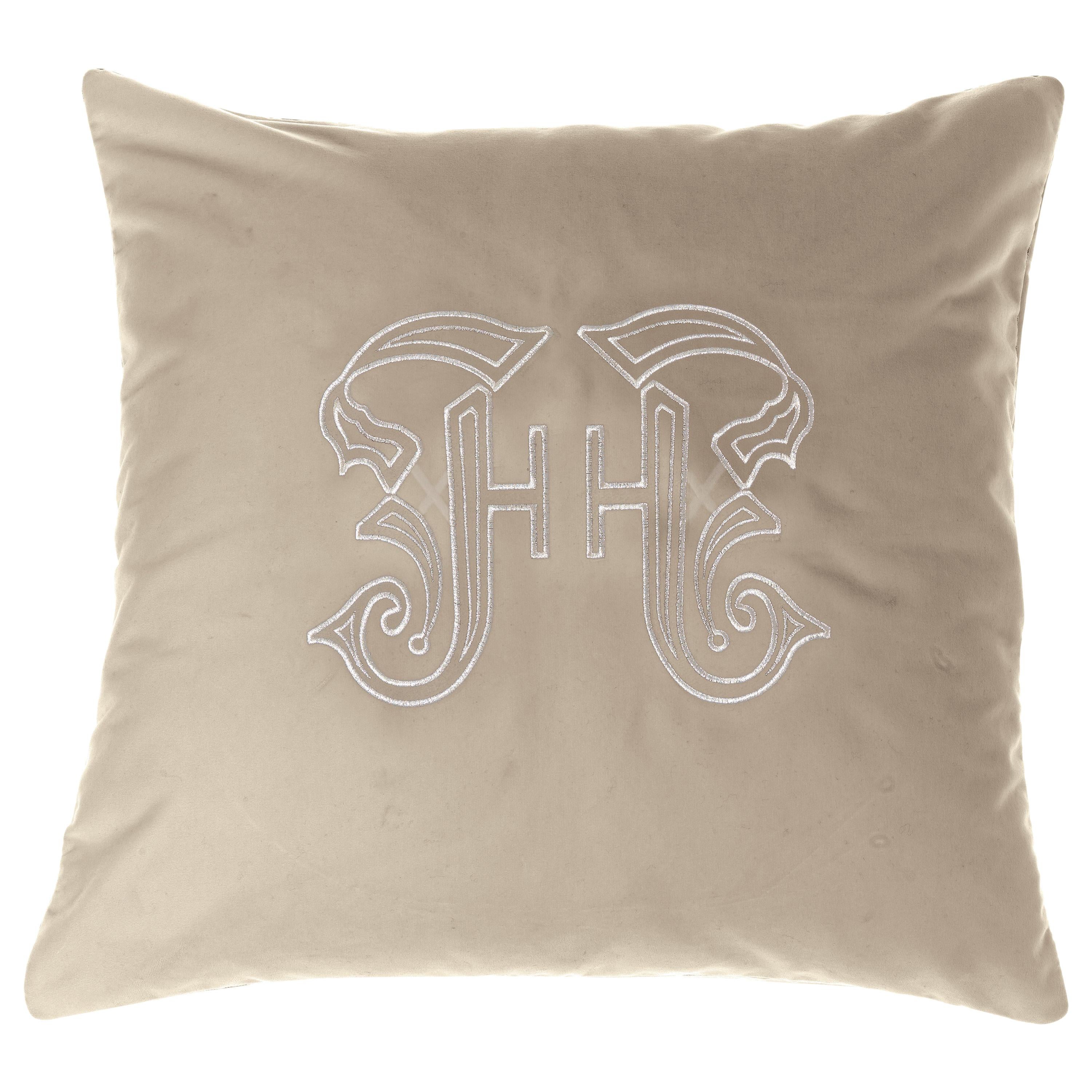 21st Century Gothic Lamé Beige Cushion in Velvet by Gianfranco Ferré Home For Sale