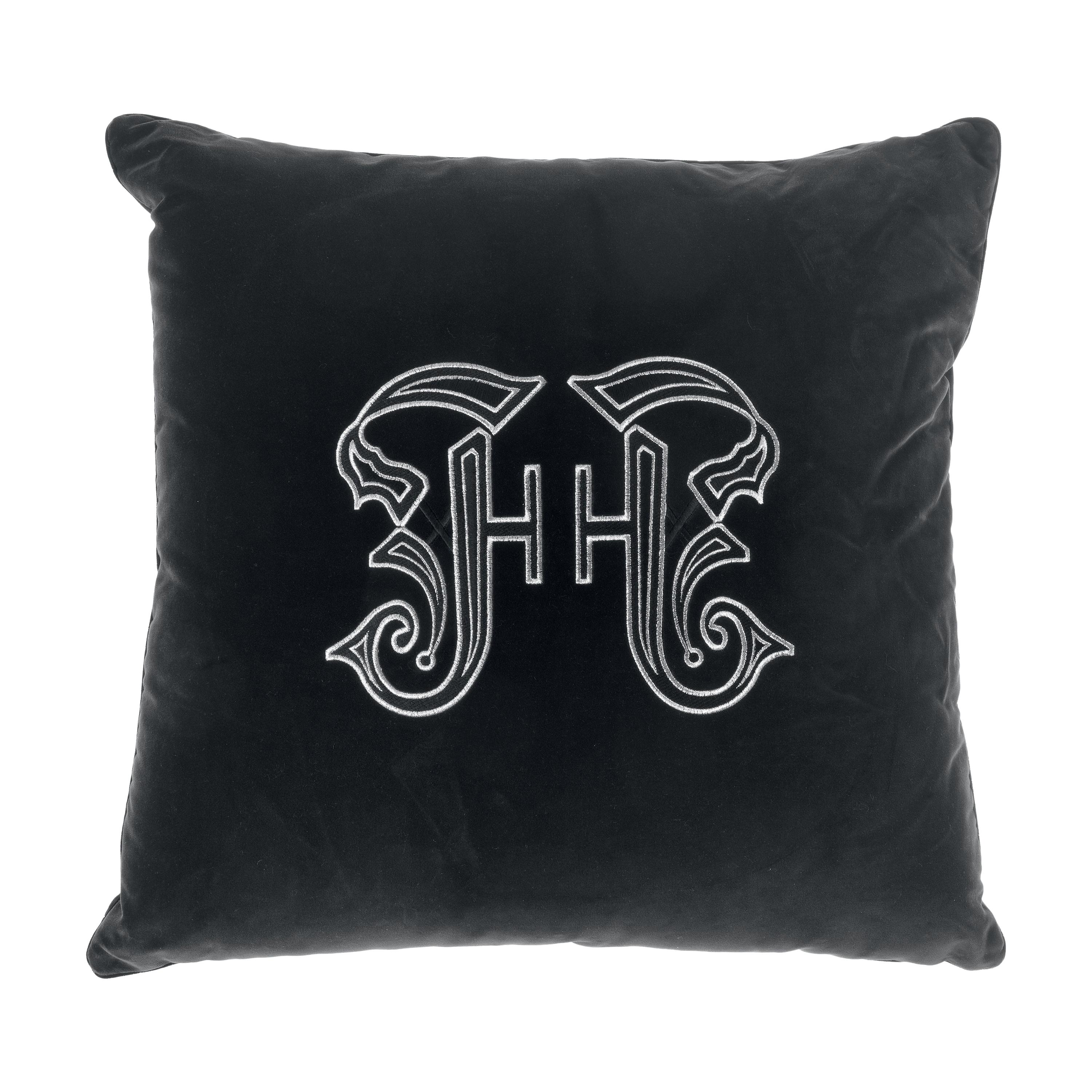 21st Century Gothic Lamé Black Cushion in Velvet by Gianfranco Ferré Home