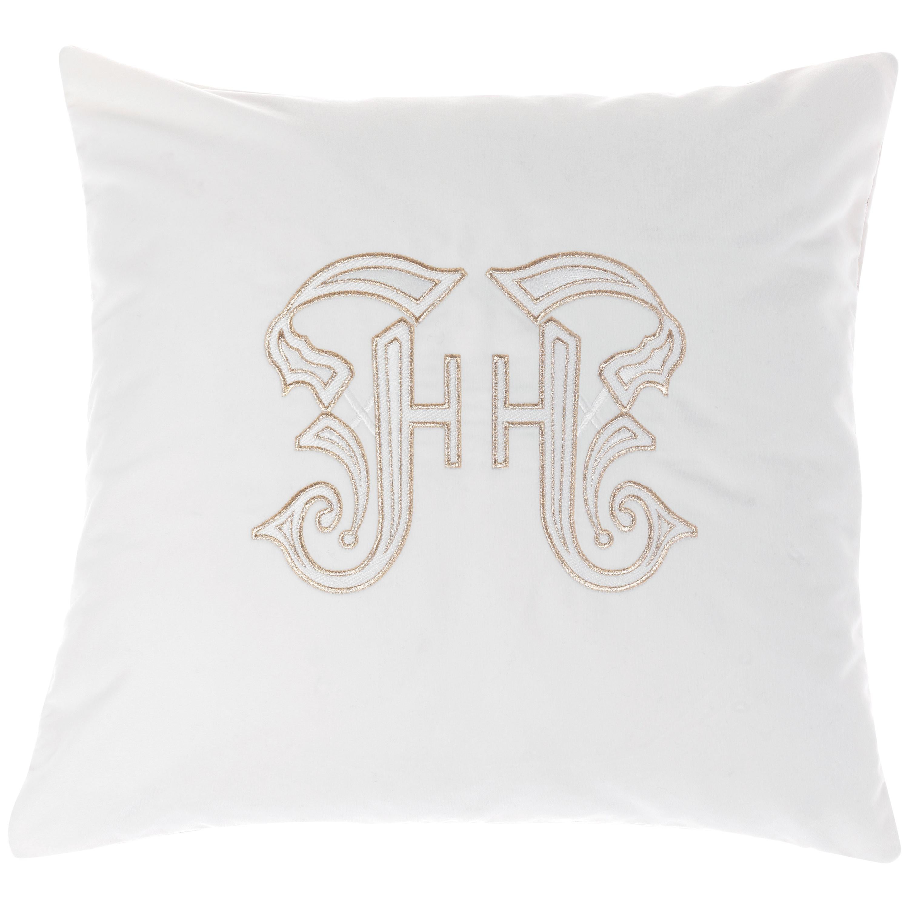 21st Century Gothic Lamé White Cushion in Velvet by Gianfranco Ferré Home