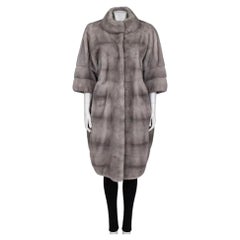 Gianfranco Ferre Gray Faux Fur Coat High Collar Sz L