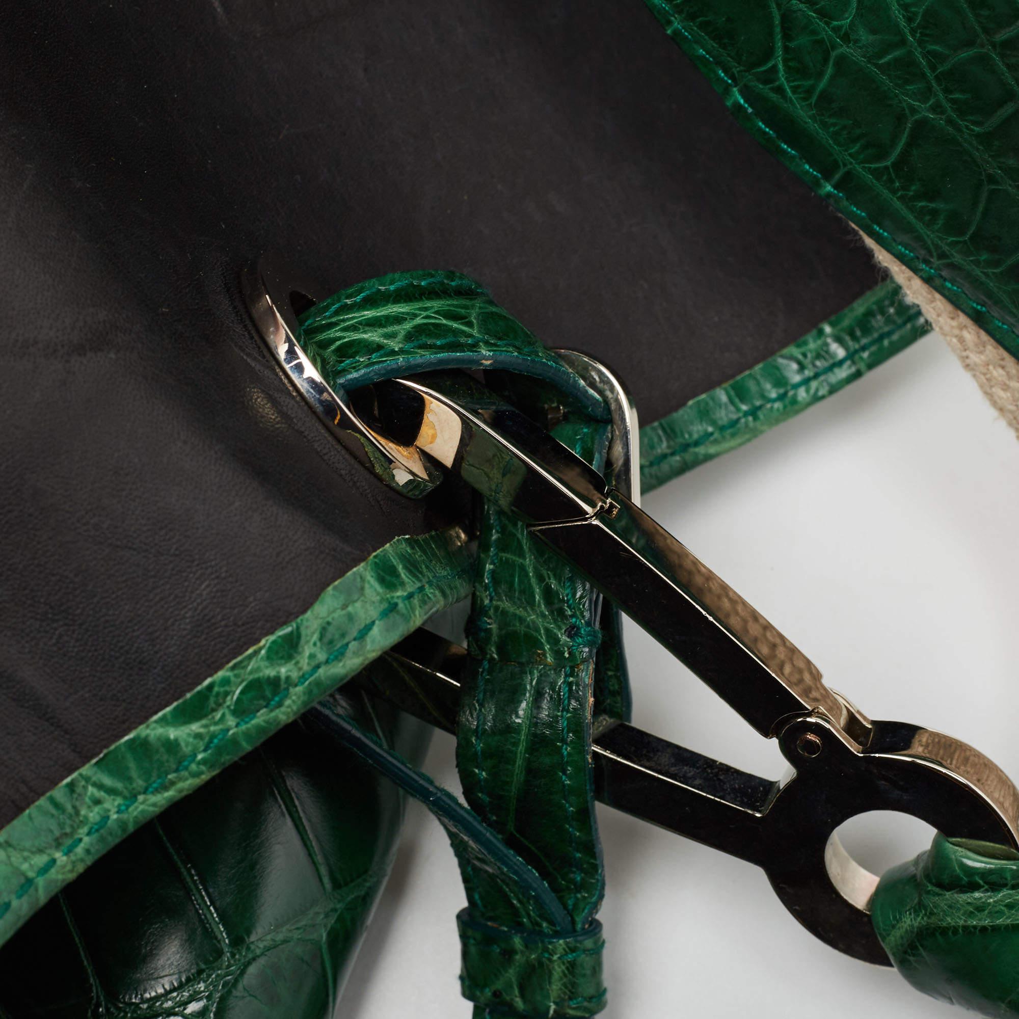 Gianfranco Ferre Green Crocodile Grommet Tote 5