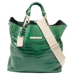 Grüne Krokodil-Grommet-Tasche von Gianfranco Ferre