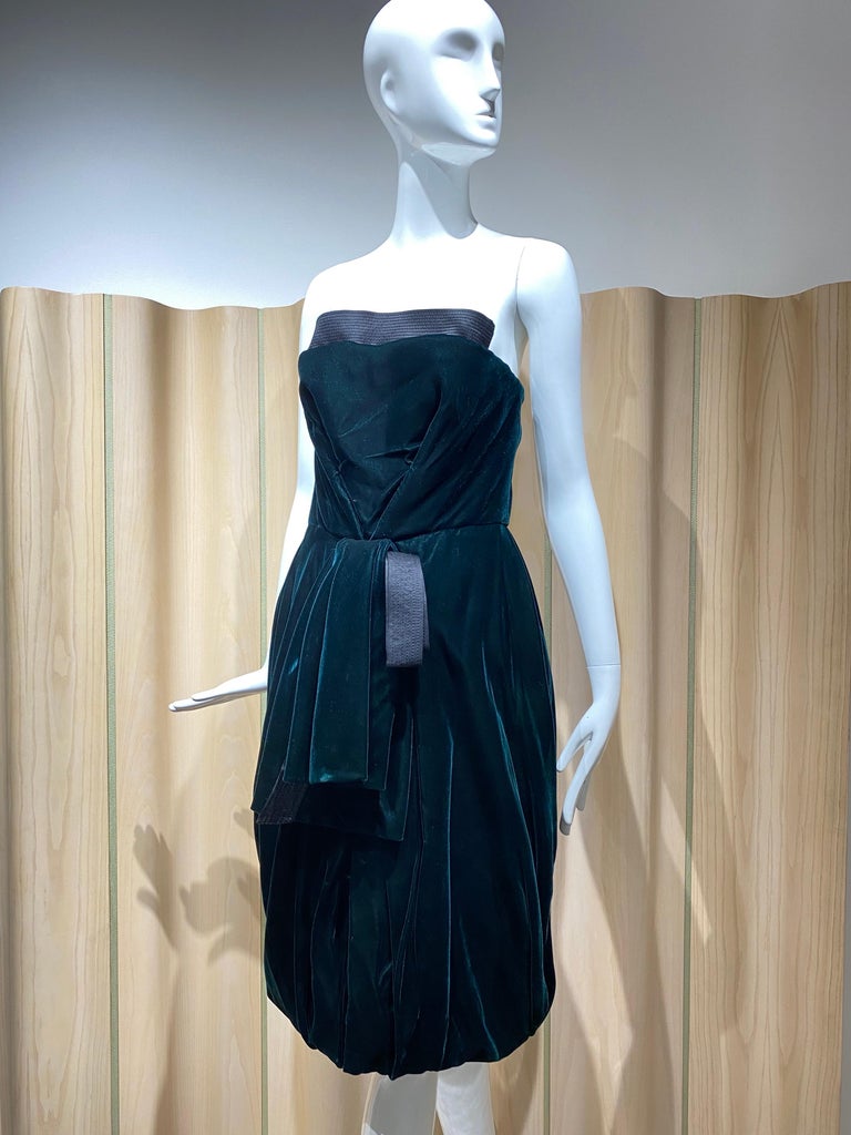 linen maxi dress green Green Velvet Bandeau Felicity Midi Dress main image 0