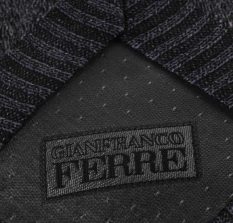 Black Gianfranco Ferre Grey Texture Print Traditional Silk Tie For Sale