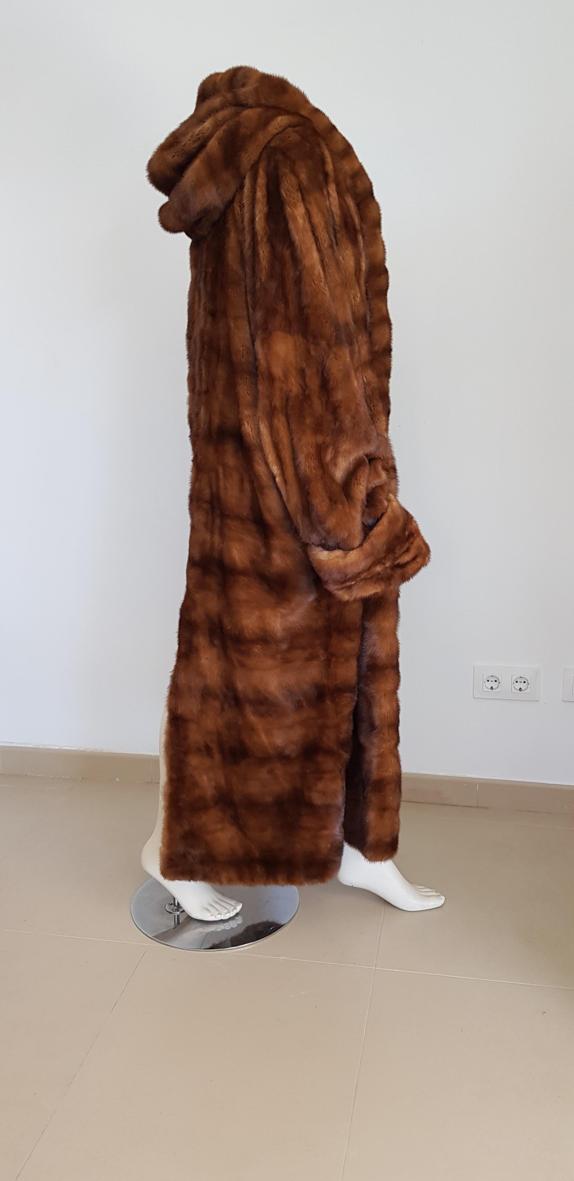 Gianfranco FERRE Haute Couture Brown Wild Russian Mink Made of whole skins Cashmere Lined Long Fur Coat. 
Excellent condition. Kept in a cold room. 
SIZE: equivalent to about Small / Medium / Large / XL / XXL, please review approx measurements as