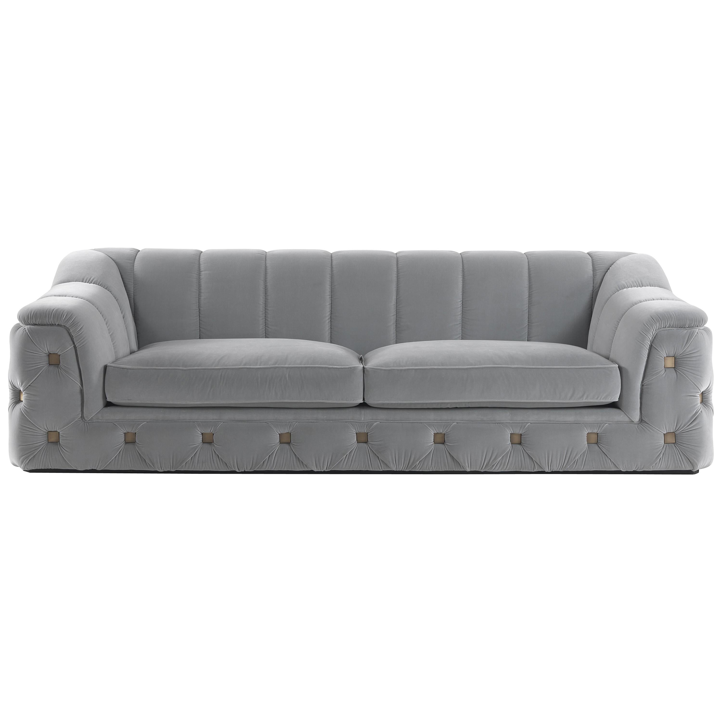 Gianfranco Ferre Hill Three-Seat Sofa in Grey Fabric For Sale