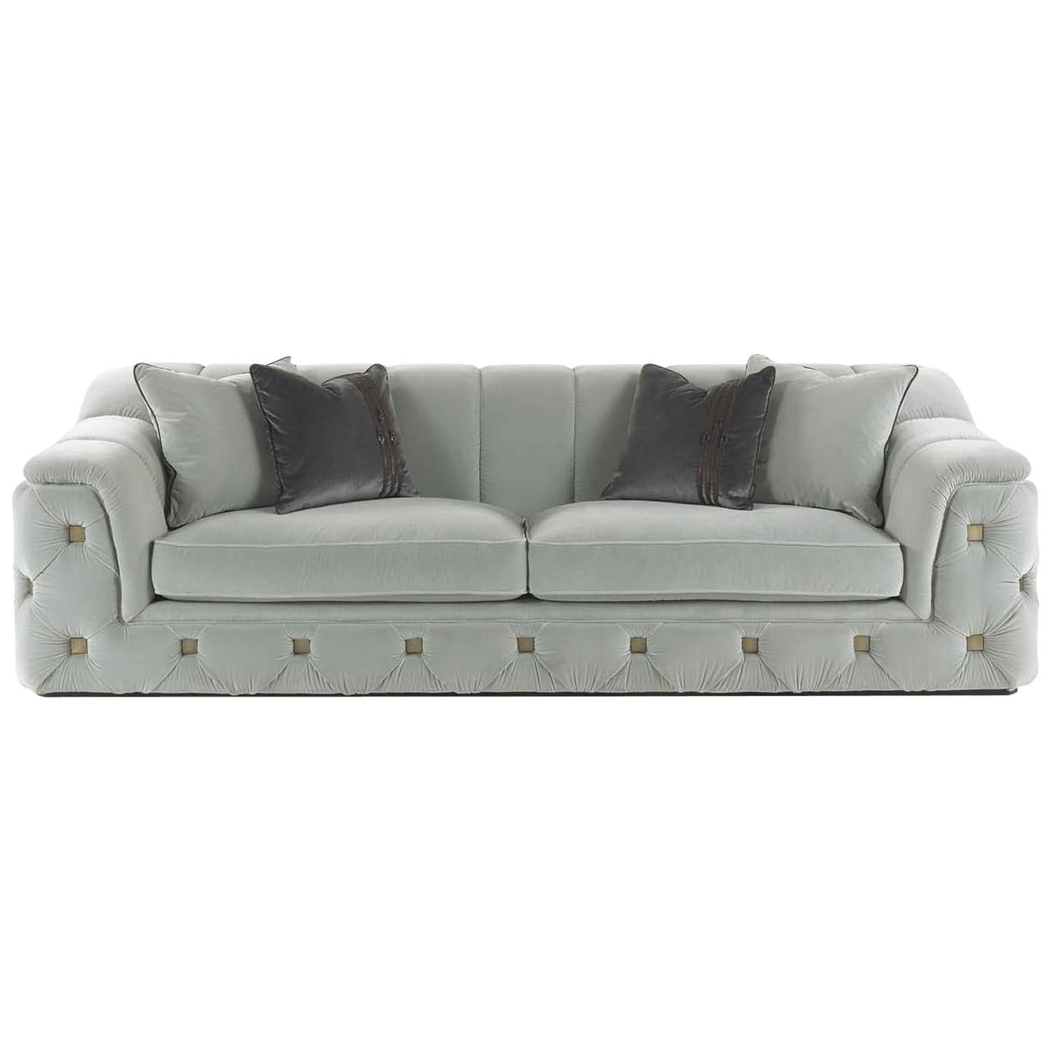 Gianfranco Ferre Hill Three-Seat Sofa in Light Grey Fabric For Sale