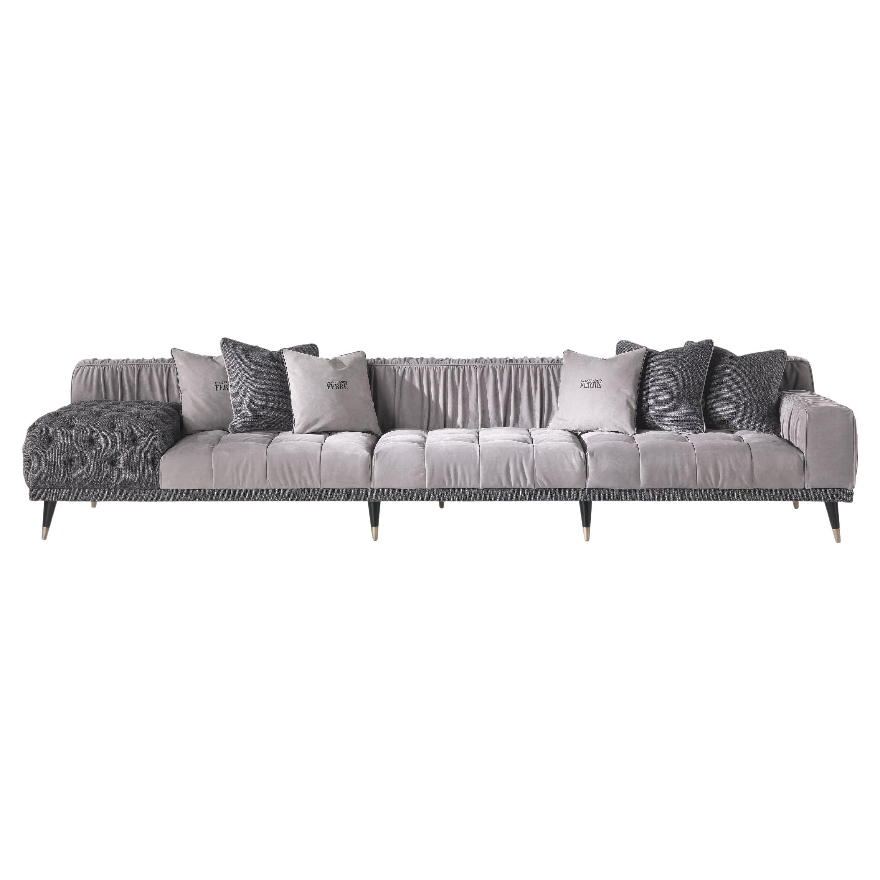 21st Century Highlander Sofa in Leather and Fabric by Gianfranco Ferré Home