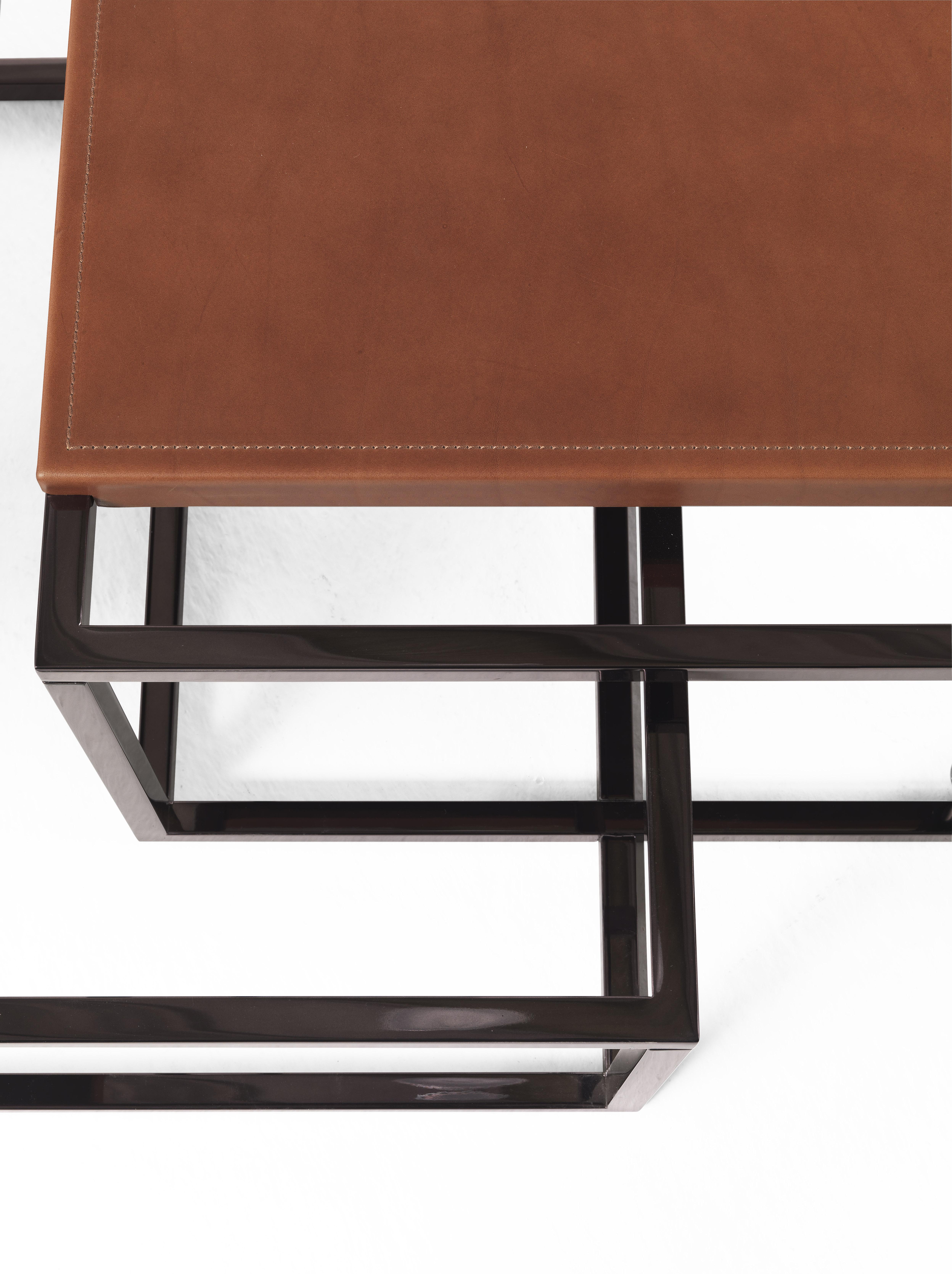 21st Century Matrix Central Table in Metal and Leather by Gianfranco Ferré Home For Sale 1