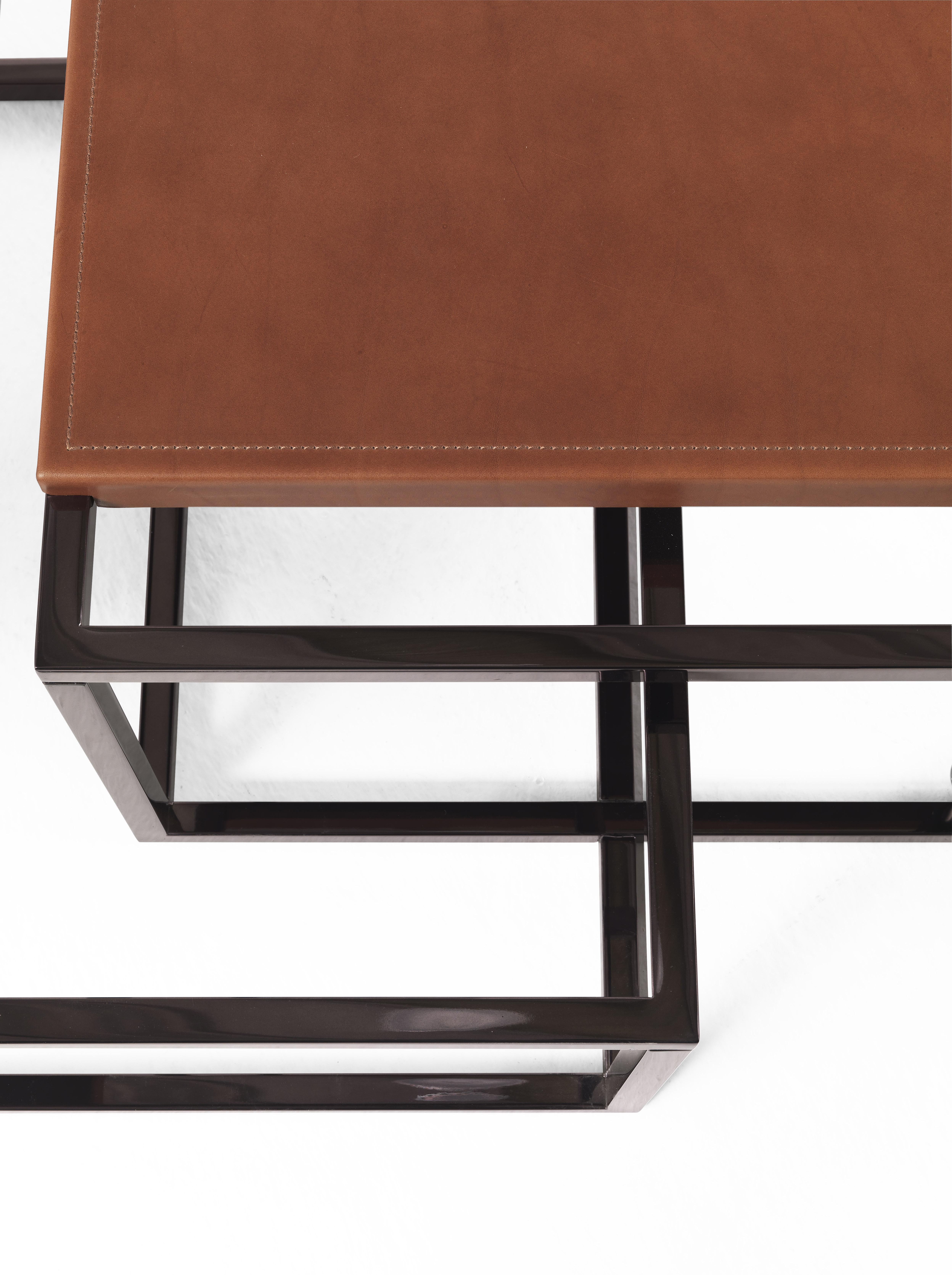 Mesa central Matrix Siglo XXI de metal y piel by Gianfranco Ferré Home Metal en venta