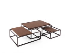 21st Century Matrix Central Table in Metal and Leather by Gianfranco Ferré Home