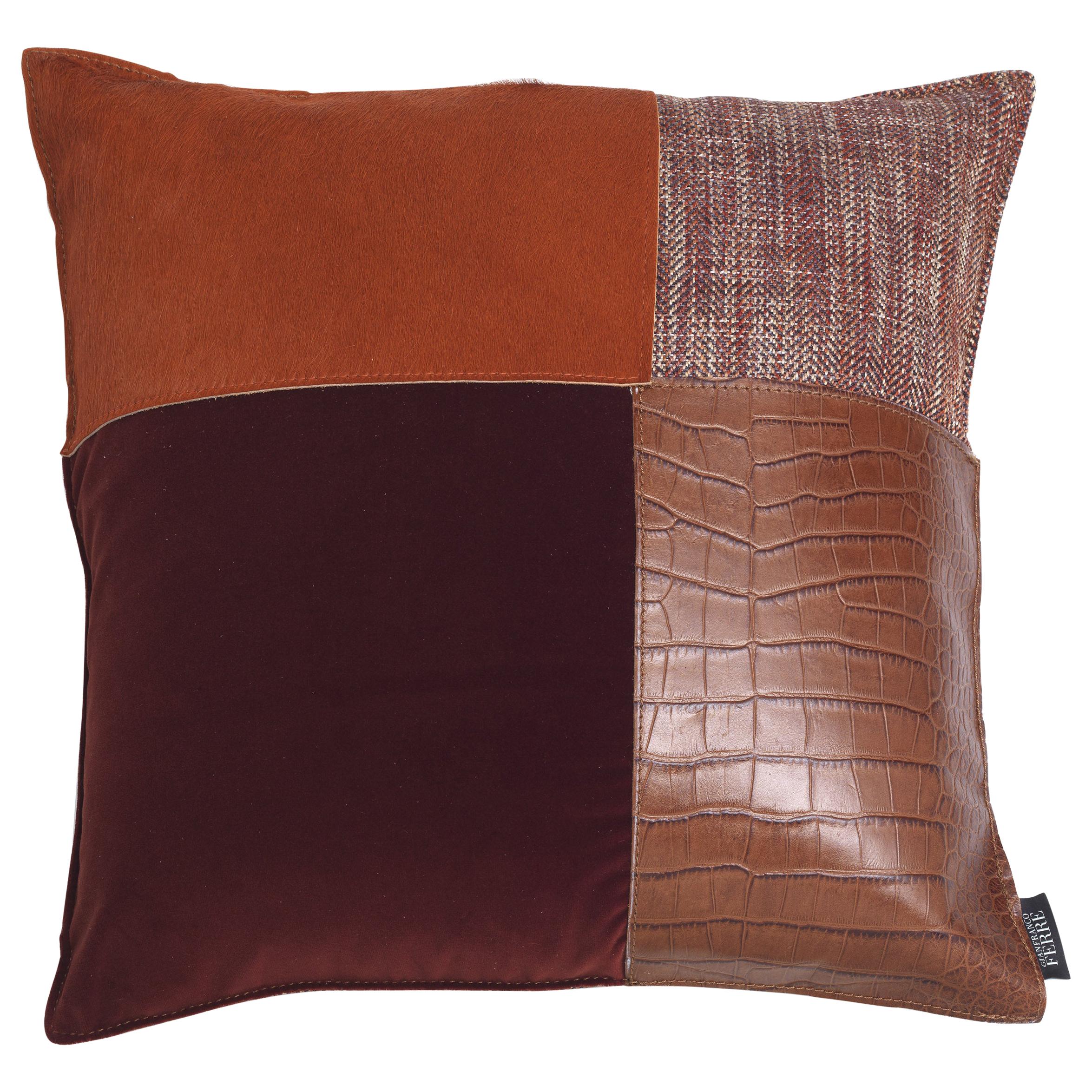 21st Century Identity Cushion in Fabric and Leather by Gianfranco Ferré Home