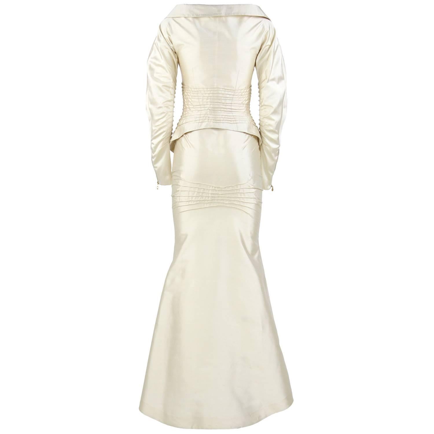 Gianfranco Ferré Traje de Novia Vintage Seda Marfil, Años 2000 Beige en venta