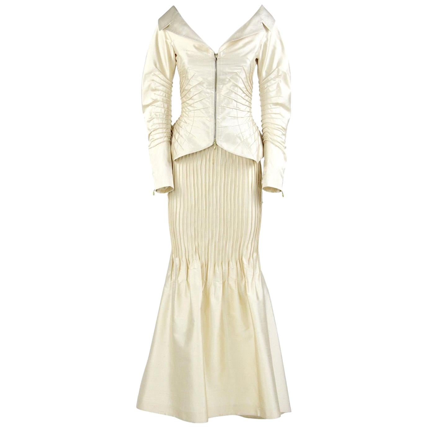 Gianfranco Ferré Ivory Silk Vintage Wedding Suit, 2000s For Sale
