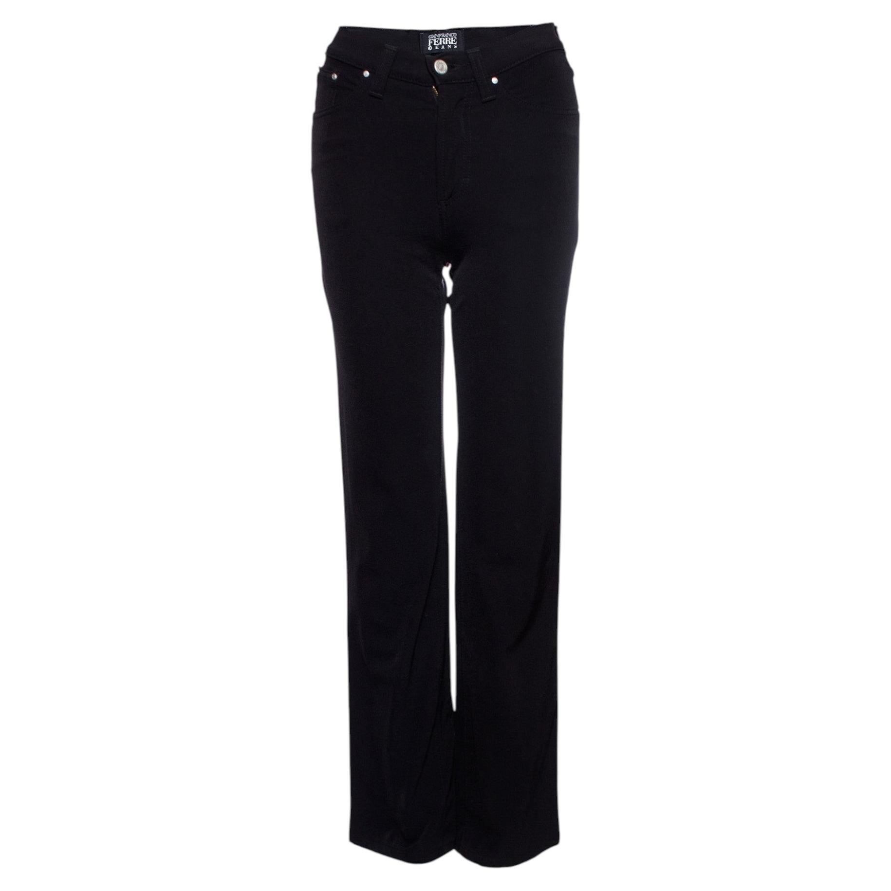 Gianfranco Ferre Jeans, schwarze Stretch-Hose im Angebot