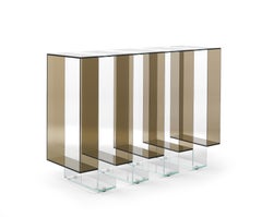 21st Century Jenga Console in Bronzed and Clear Glass by Gianfranco Ferré Home
