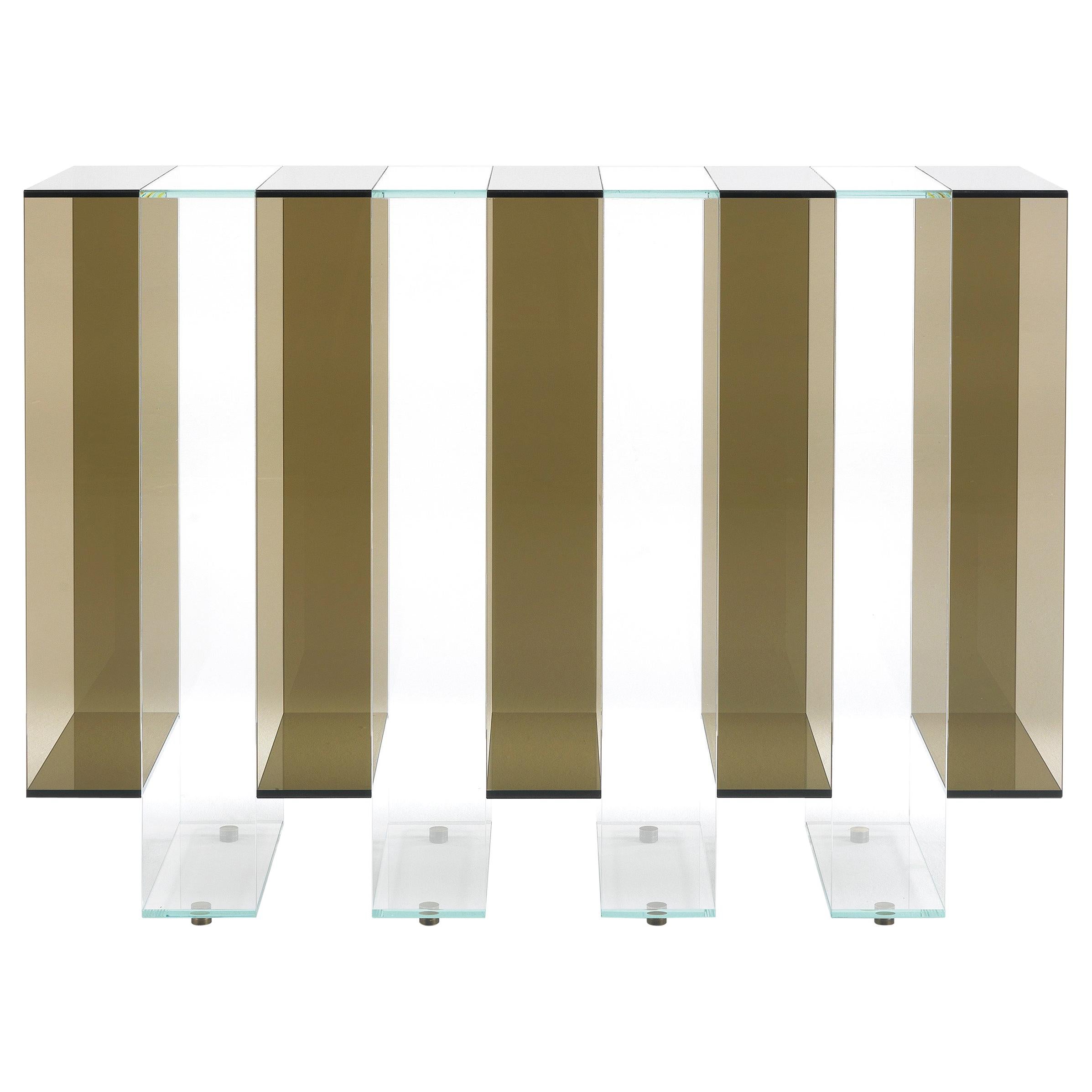 21st Century Jenga Console in Bronzed and Clear Glass by Gianfranco Ferré Home 