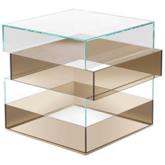Gianfranco Ferré Jenga Side Table in Bronze and Clear Glass