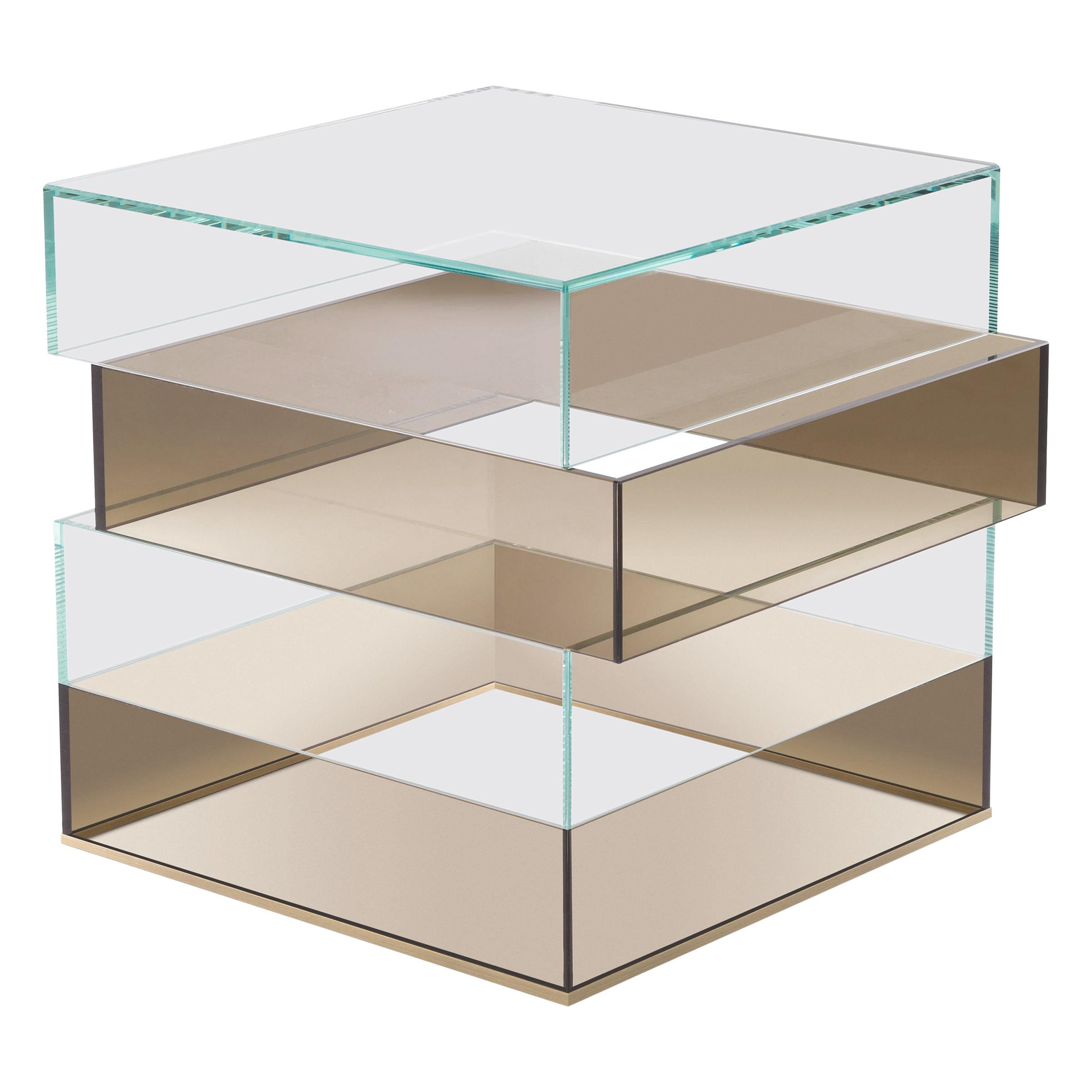 21st Century Jenga Side Table in Bronzed Glass by Gianfranco Ferré Home